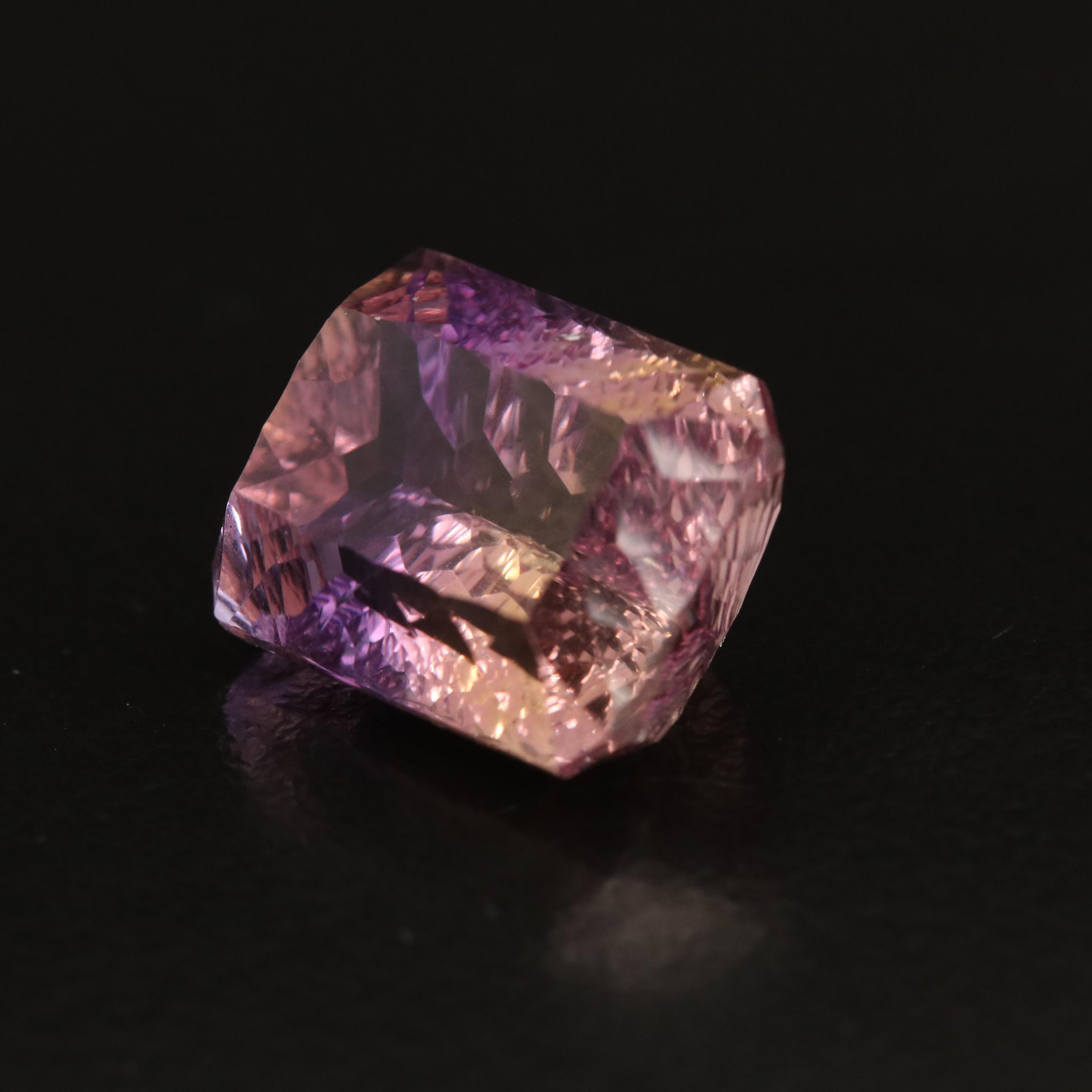 Loose 11.84 CT Rectangular Fantasy Faceted Ametrine