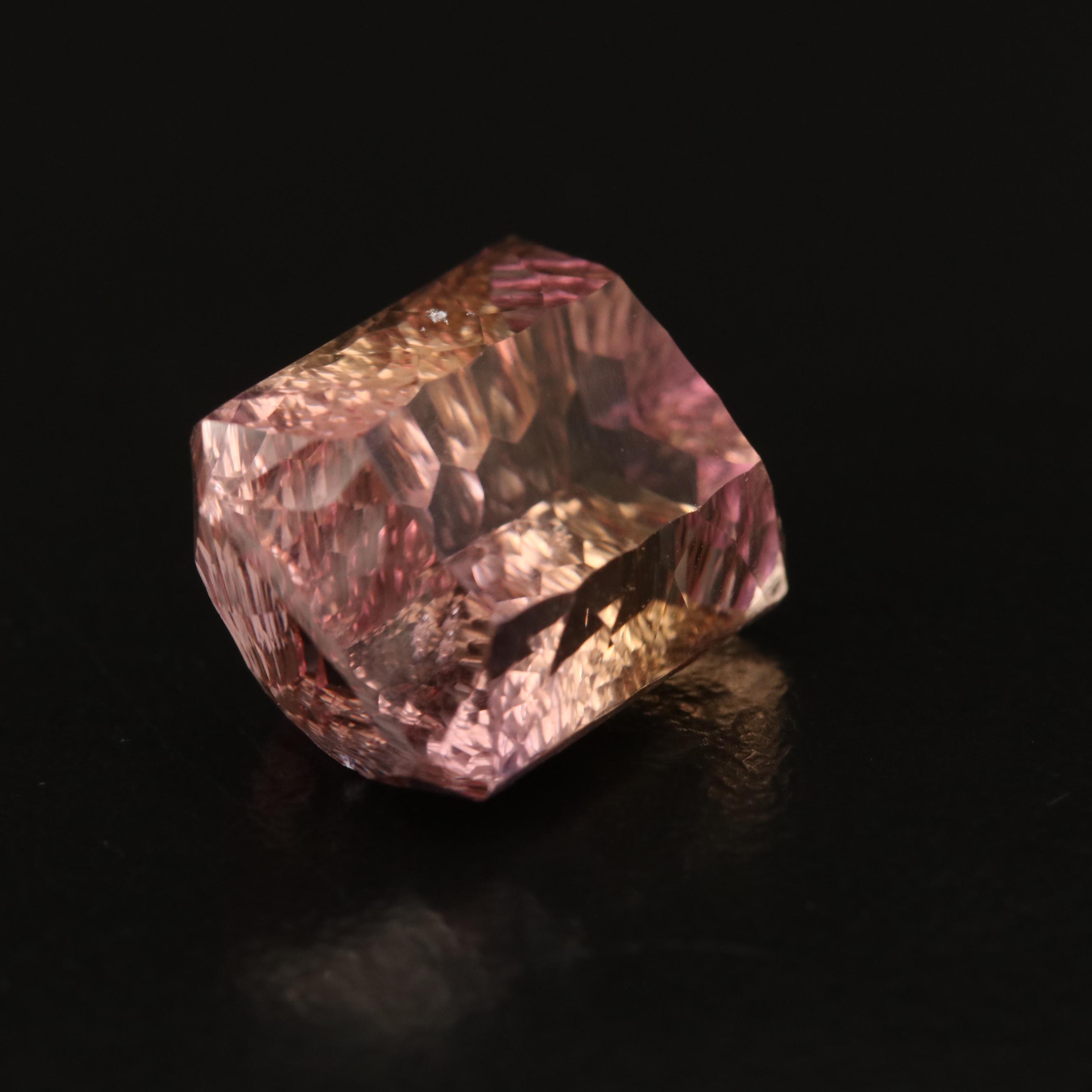 Loose 11.84 CT Rectangular Fantasy Faceted Ametrine