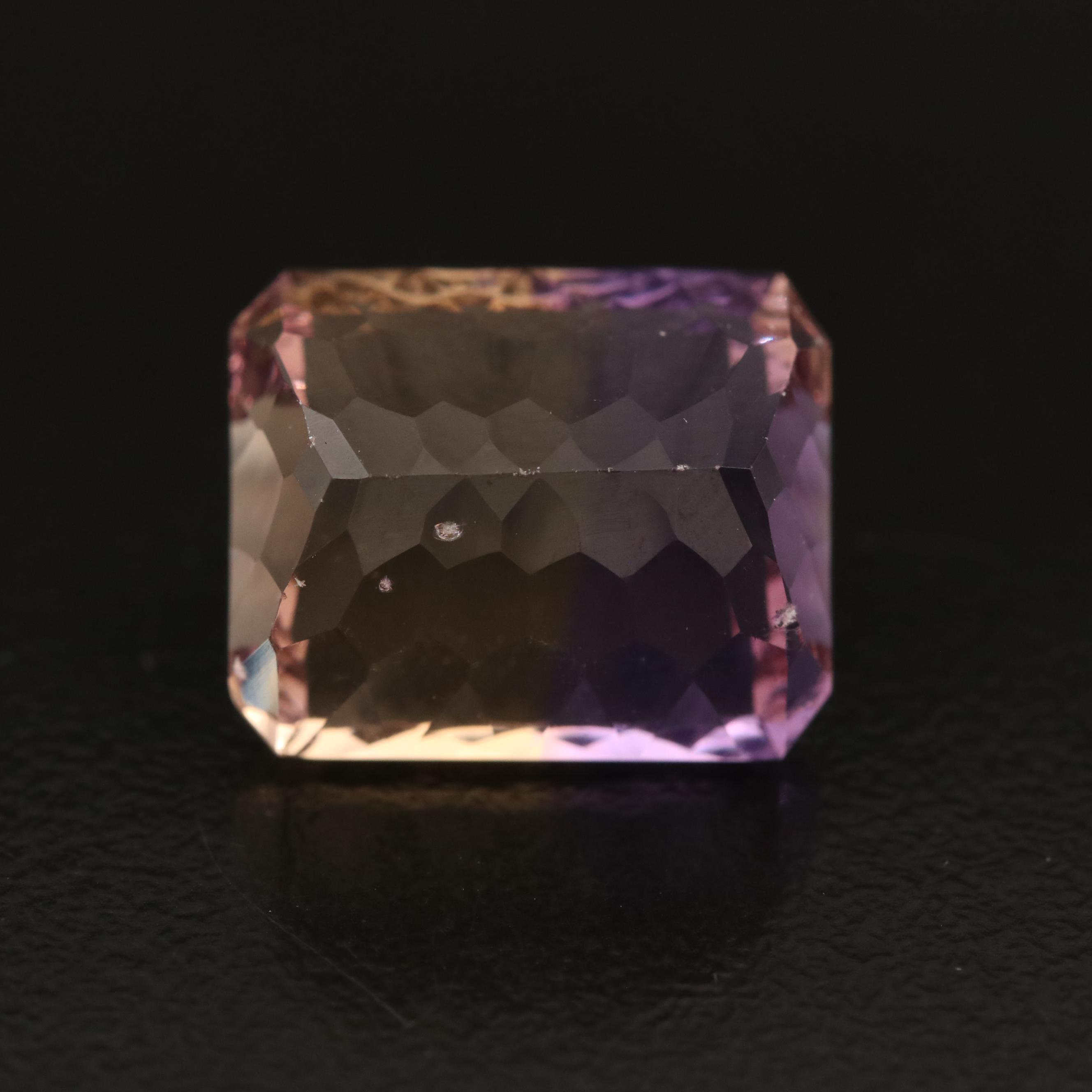 Loose 11.84 CT Rectangular Fantasy Faceted Ametrine