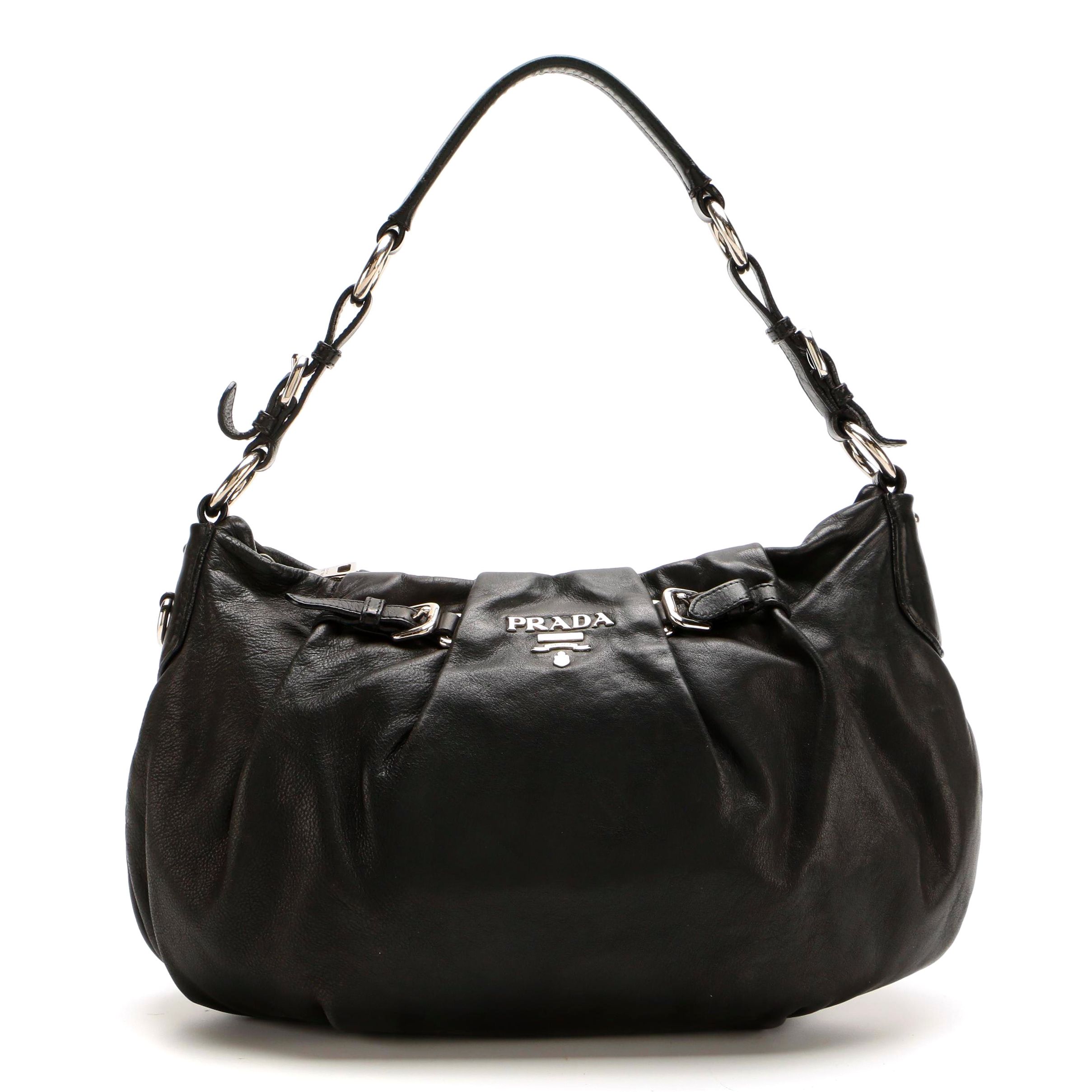 Prada Shoulder Bag in Black Soft Calfskin Leather