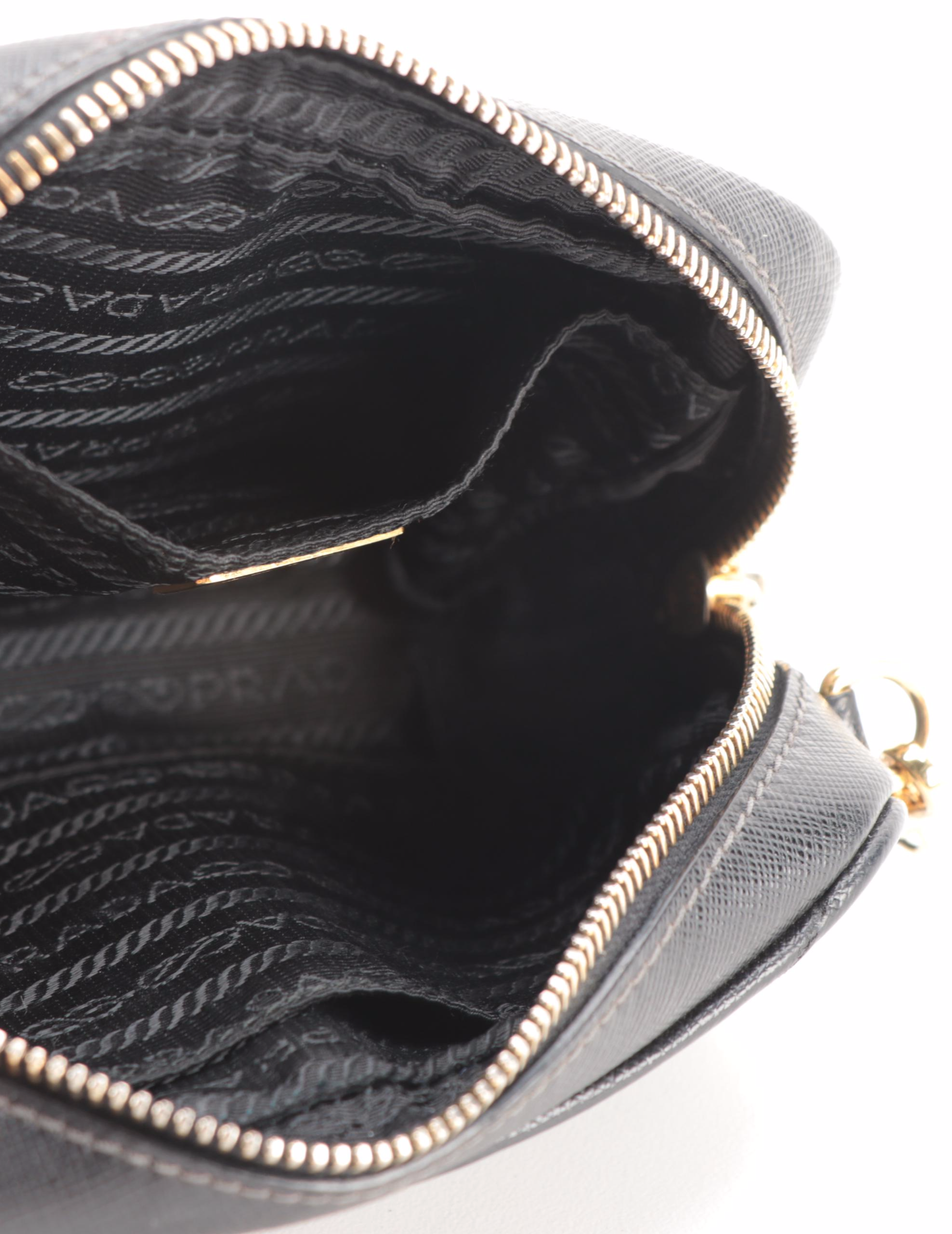 Prada Mini Camera Crossbody Bag in Black Saffiano Leather