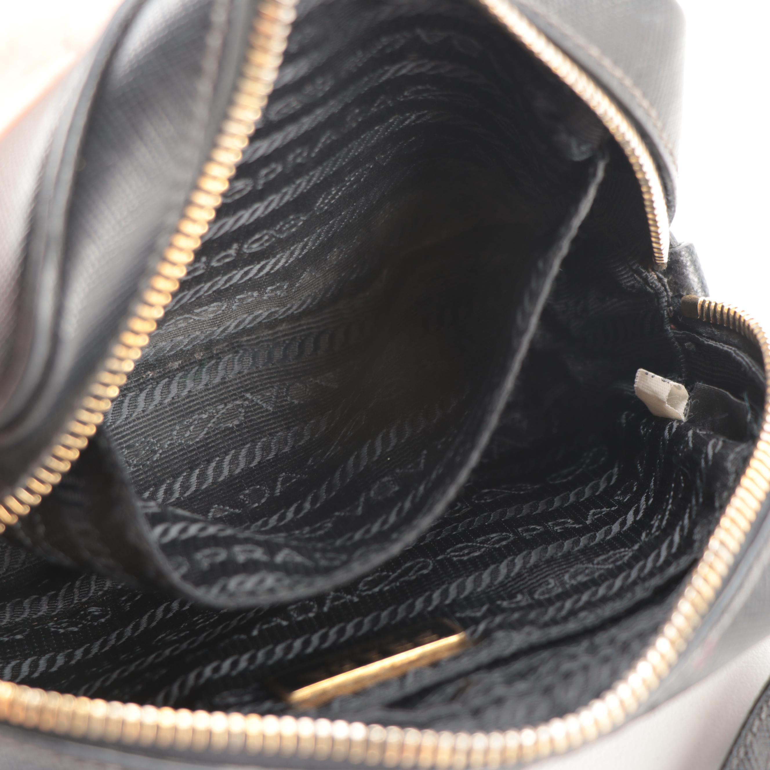 Prada Mini Camera Crossbody Bag in Black Saffiano Leather