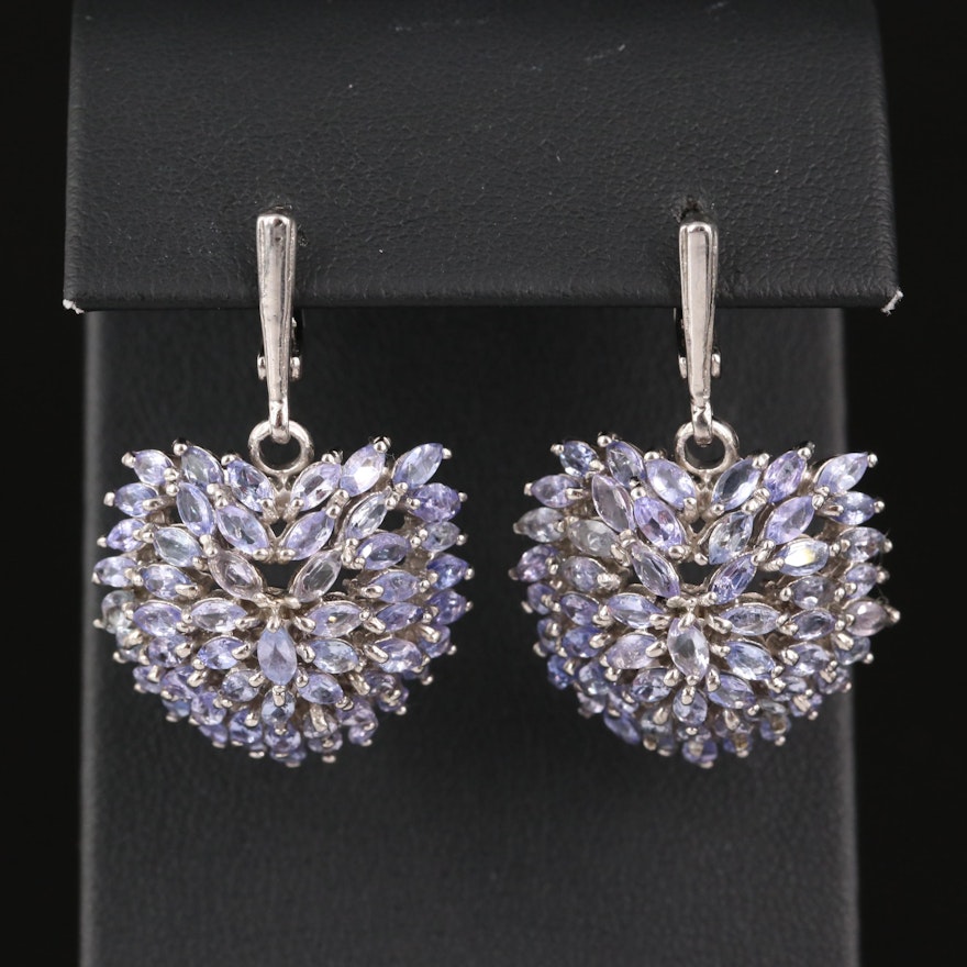 Sterling Tanzanite Dome Cluster Earrings