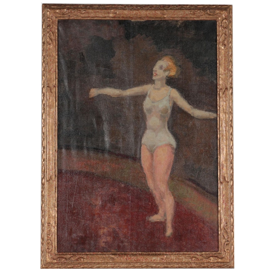 Ashcan Style Oil Painting of Dancer, Mid-20th Century