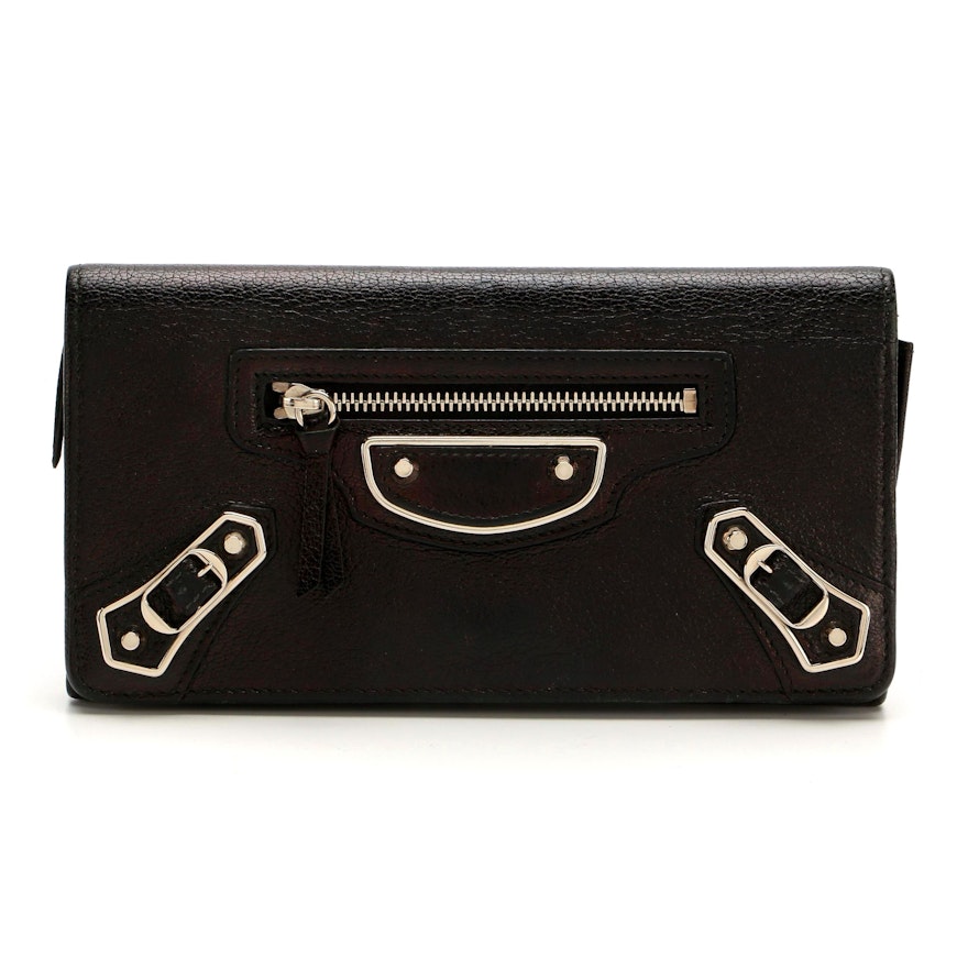 Balenciaga Classic Bifold Continental Wallet in Black Leather