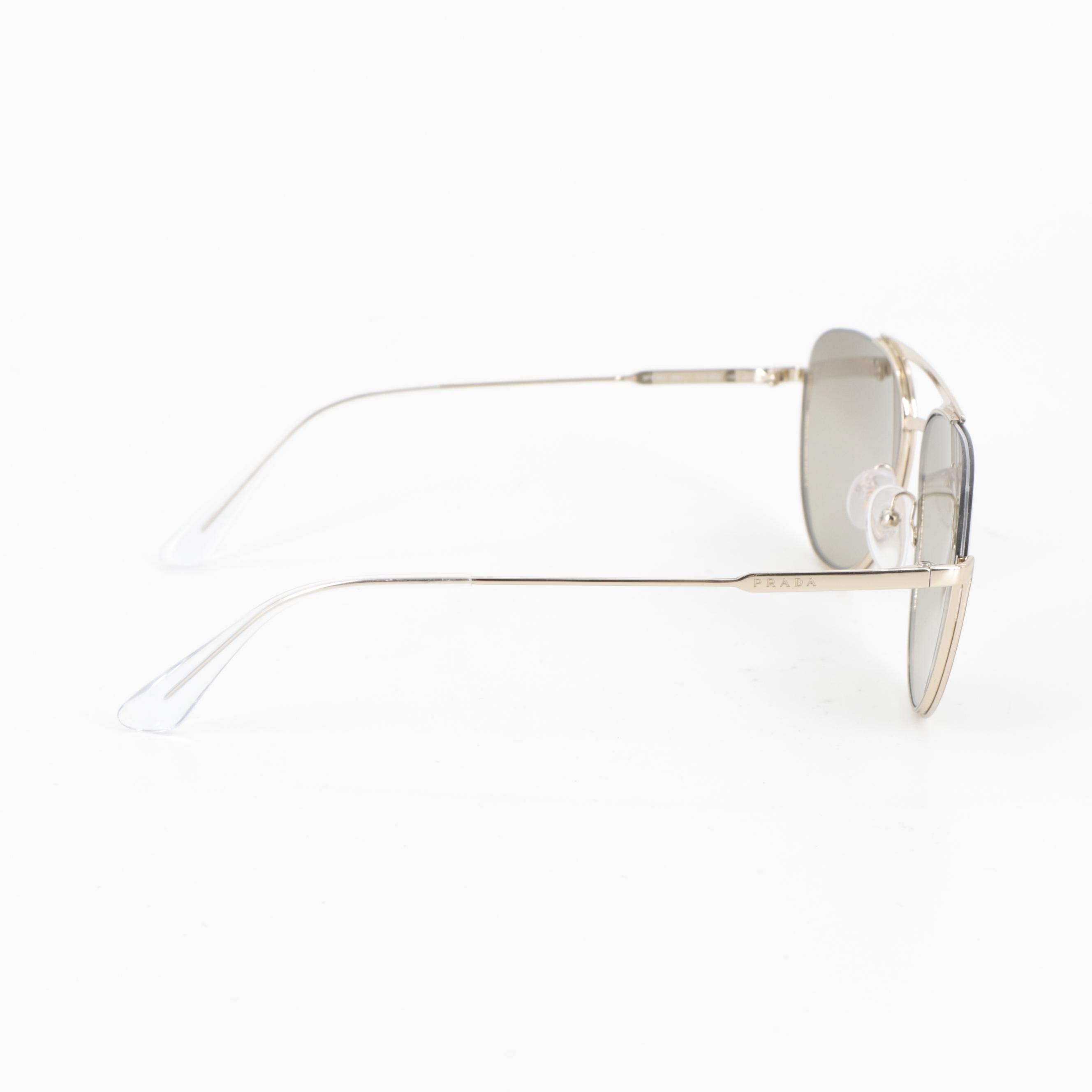 Prada SPR50U Metal Aviator Sunglasses in Gold Tone Finish