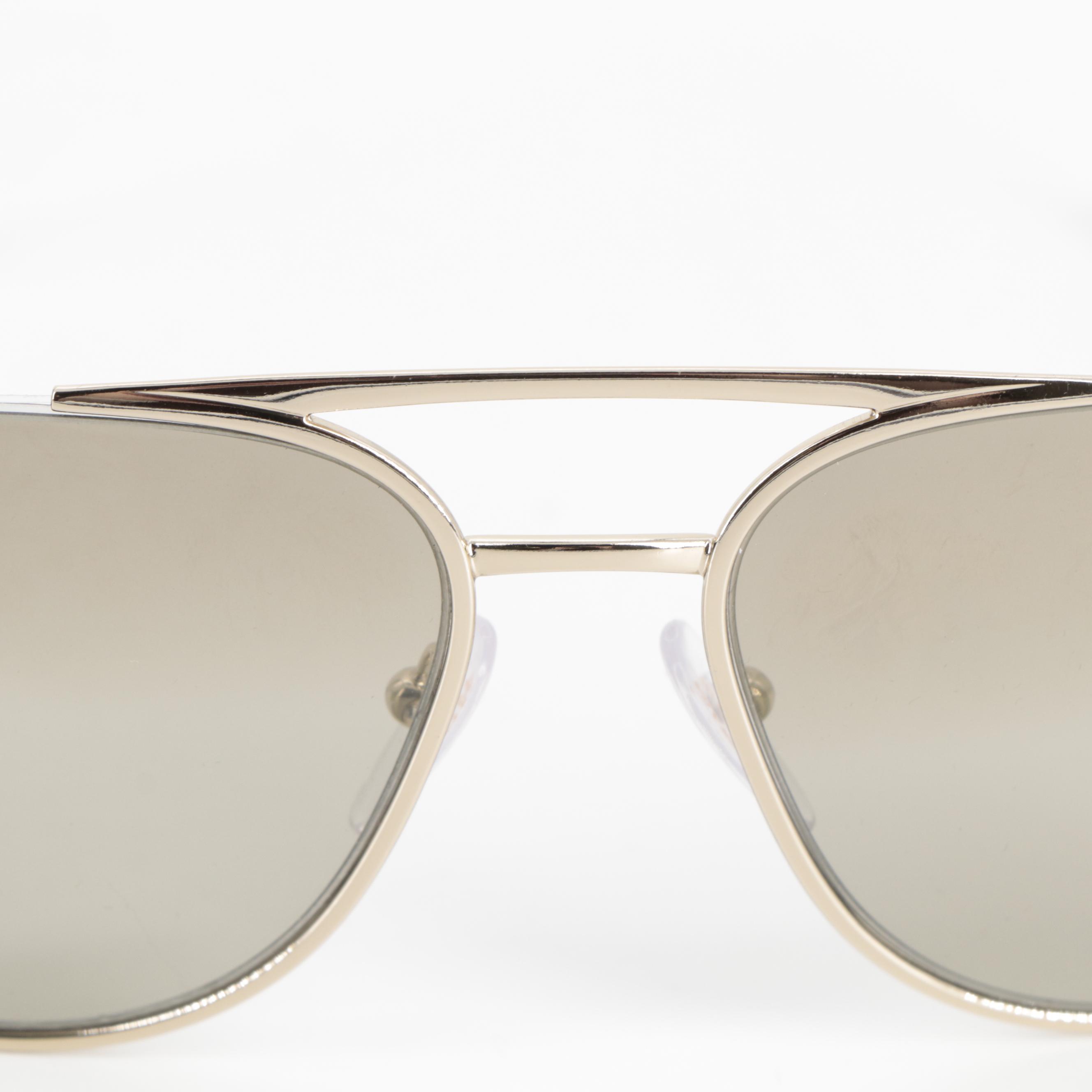 Prada SPR50U Metal Aviator Sunglasses in Gold Tone Finish