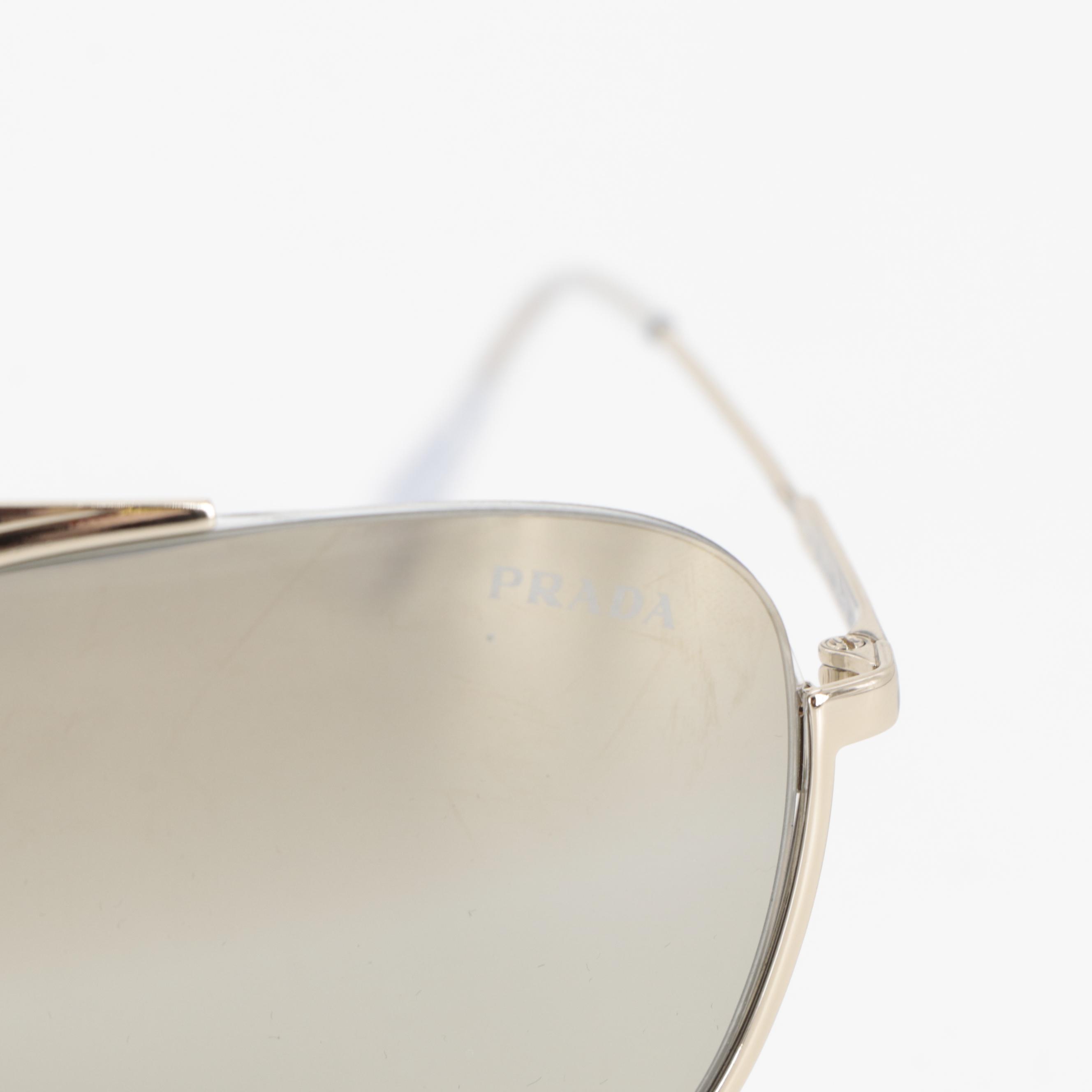 Prada SPR50U Metal Aviator Sunglasses in Gold Tone Finish