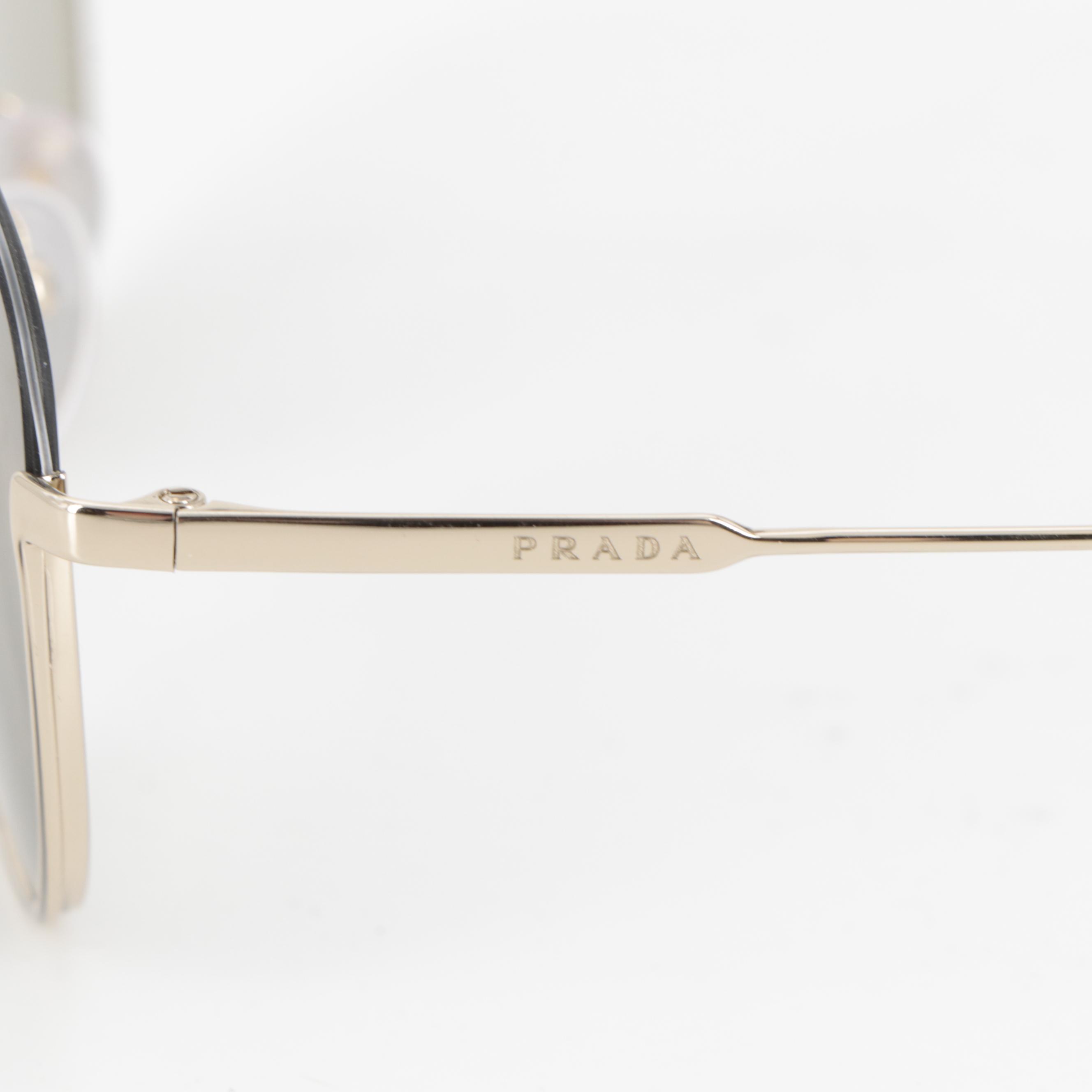 Prada SPR50U Metal Aviator Sunglasses in Gold Tone Finish