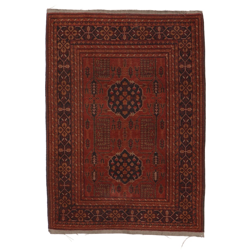 3'3 x 4'9 Hand-Knotted Afghan Turkmen Rug, 1970s