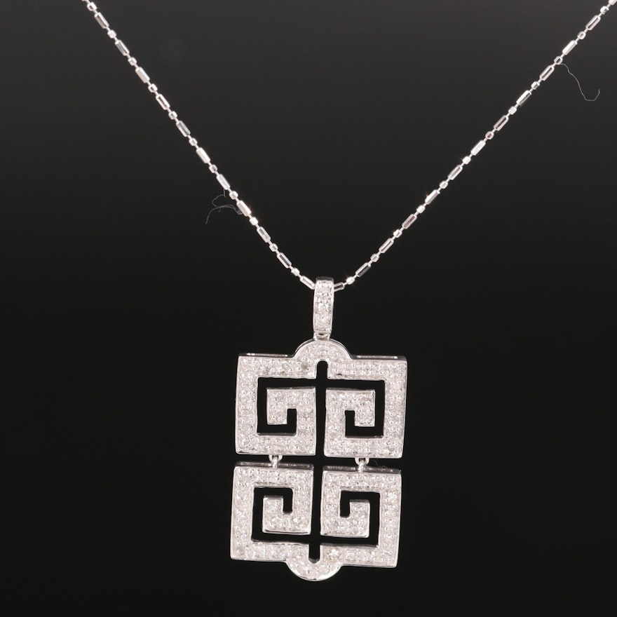 18K Diamond Geometric Pendant with 14K Chain Necklace