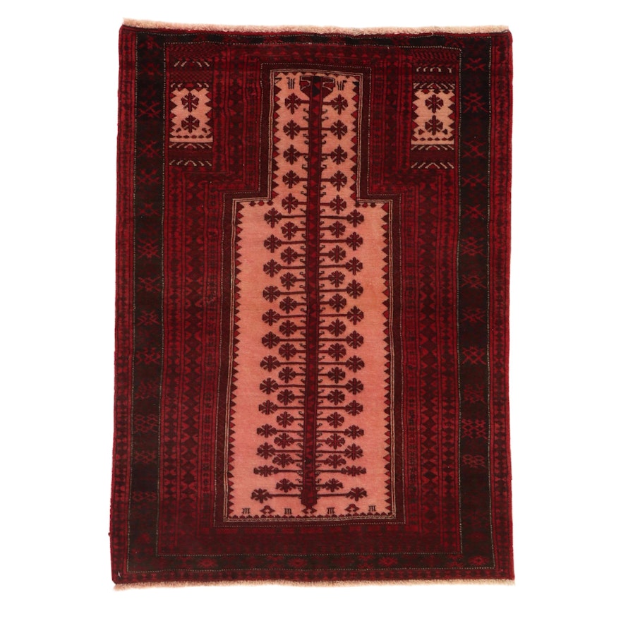 3'2 x 4'5 Hand-Knotted Persian Balouch Rug, 1980s