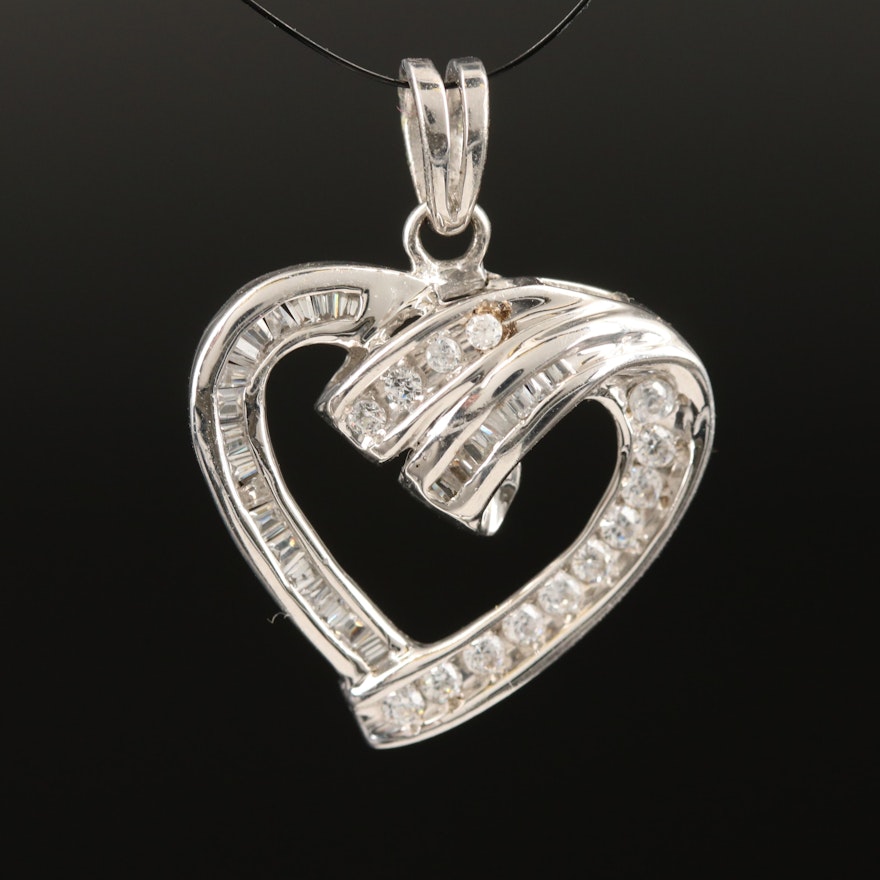 Sterling Silver Cubic Zirconia Heart Pendant