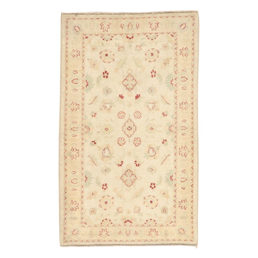 3'1 x 5'2 Hand-Knotted Afghan Turkish Oushak Rug, 2010s