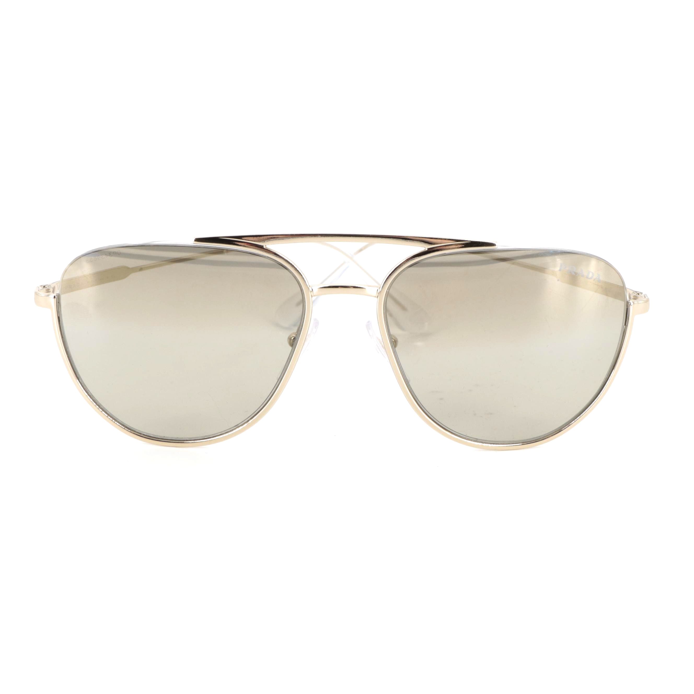 Prada SPR50U Metal Aviator Sunglasses in Gold Tone Finish