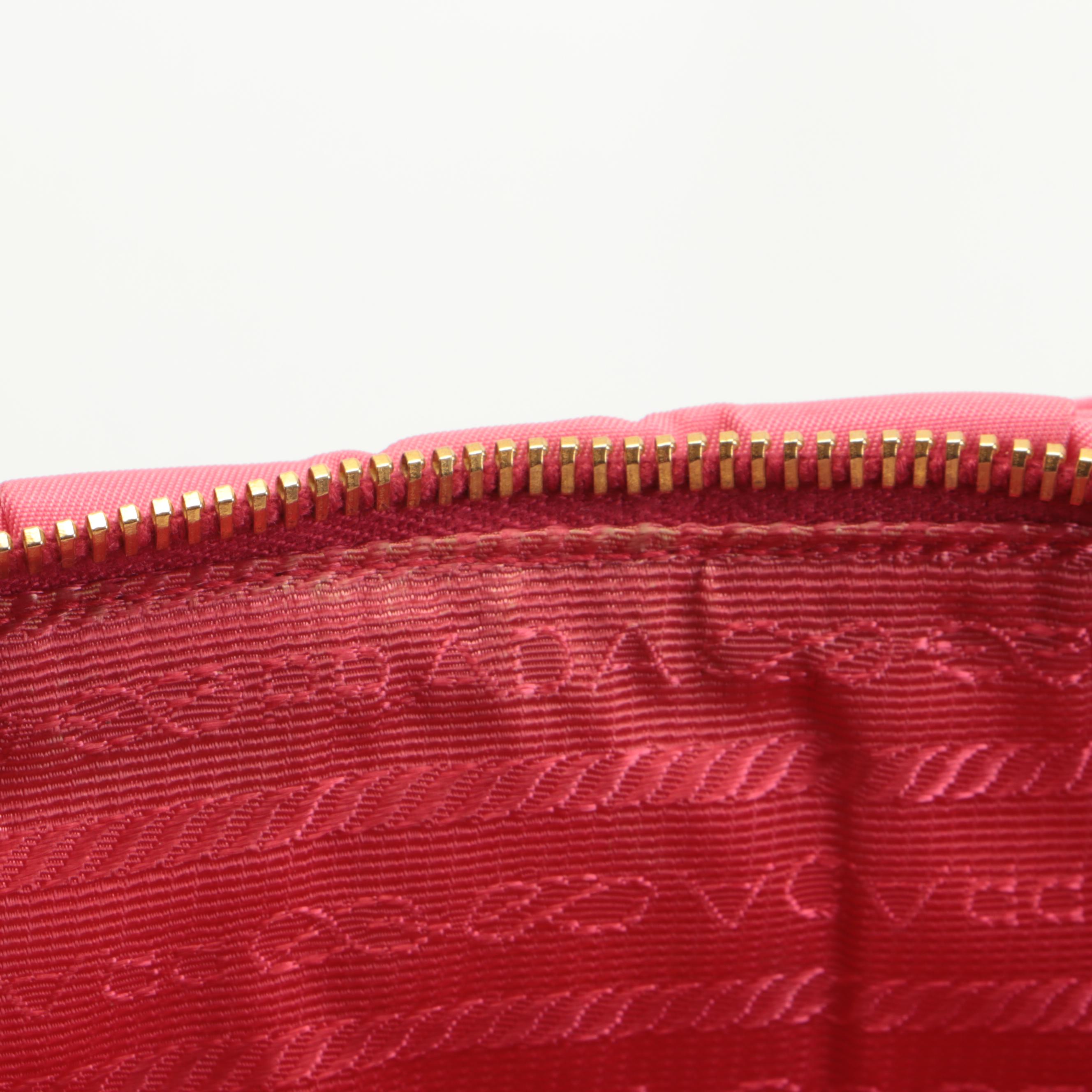 Prada Pink Nylon Bow Wristlet Clutch Bag