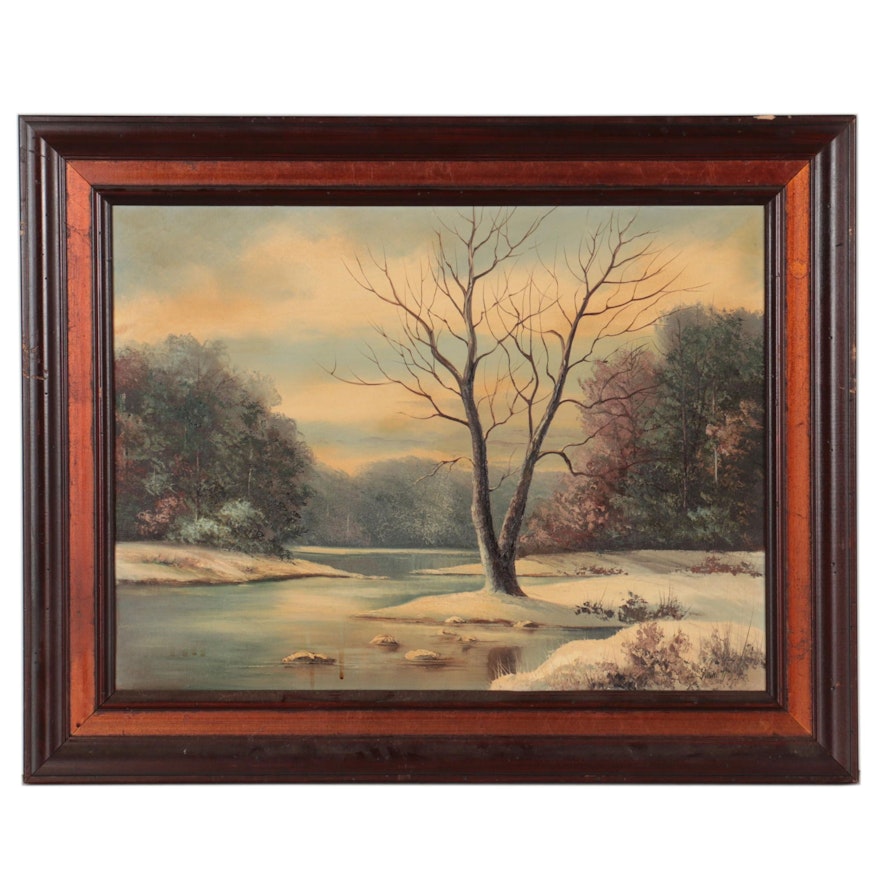 Lois Brown Sinnett Landscape Oil Painting "To Stand Alone," Late 20th Century