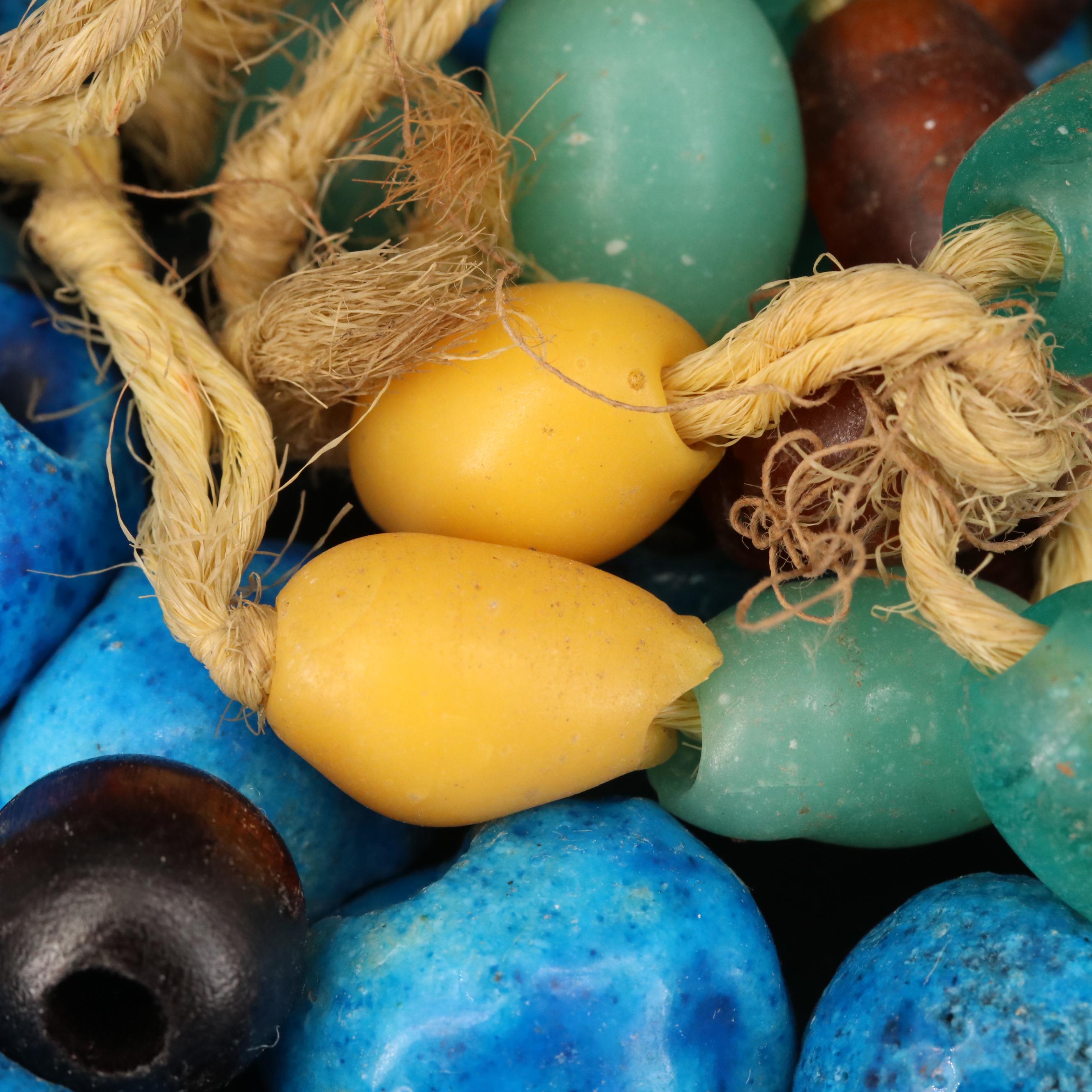 Loose Mixed Beads Including Glass, Wood and Mother of Pearl