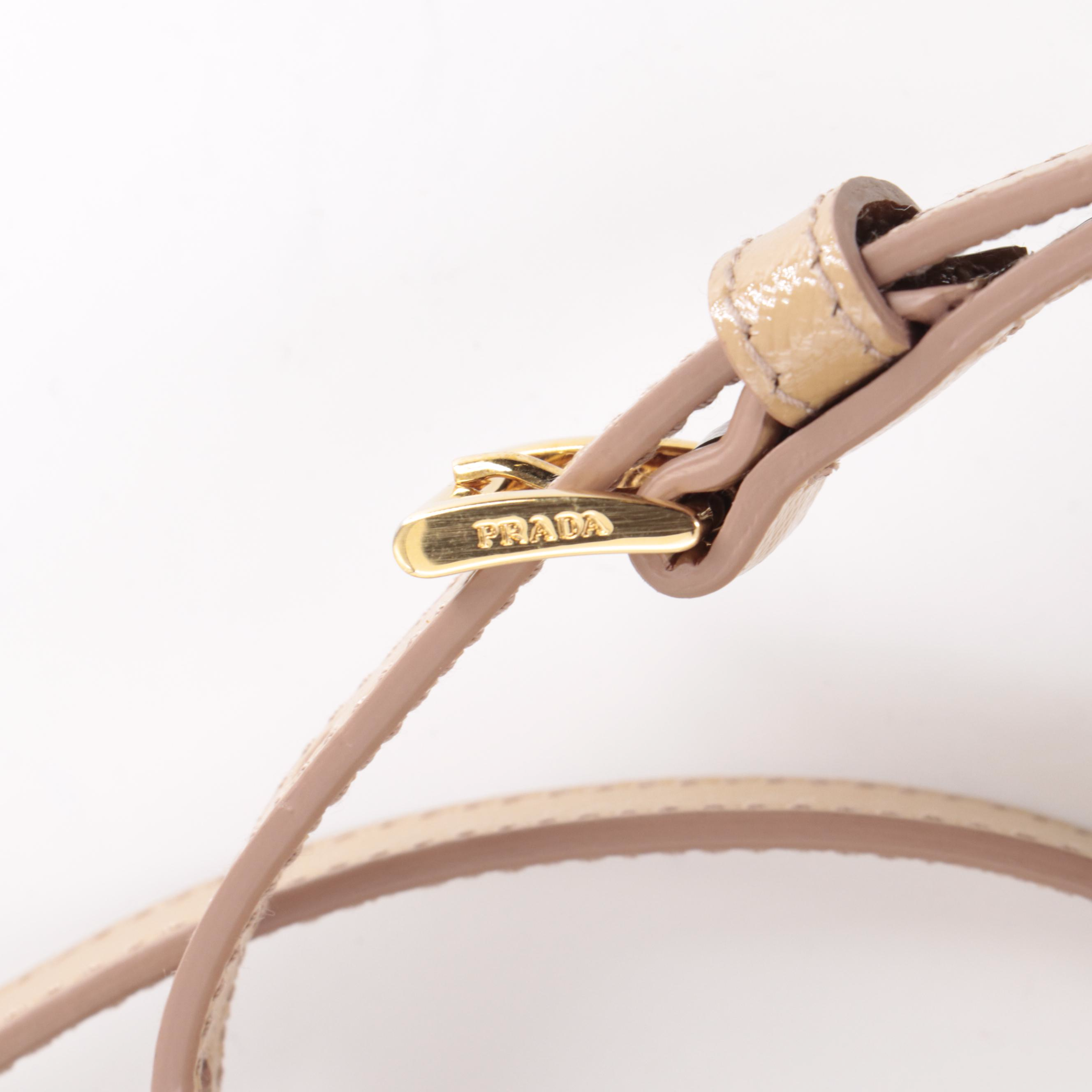 Prada Tan Patent Saffiano Leather Two-Way Boston Bag