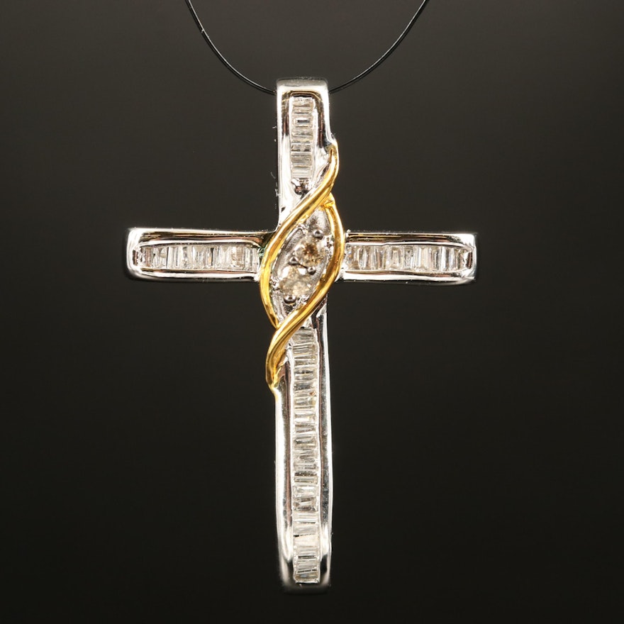 Sterling Diamond Cross Pendant