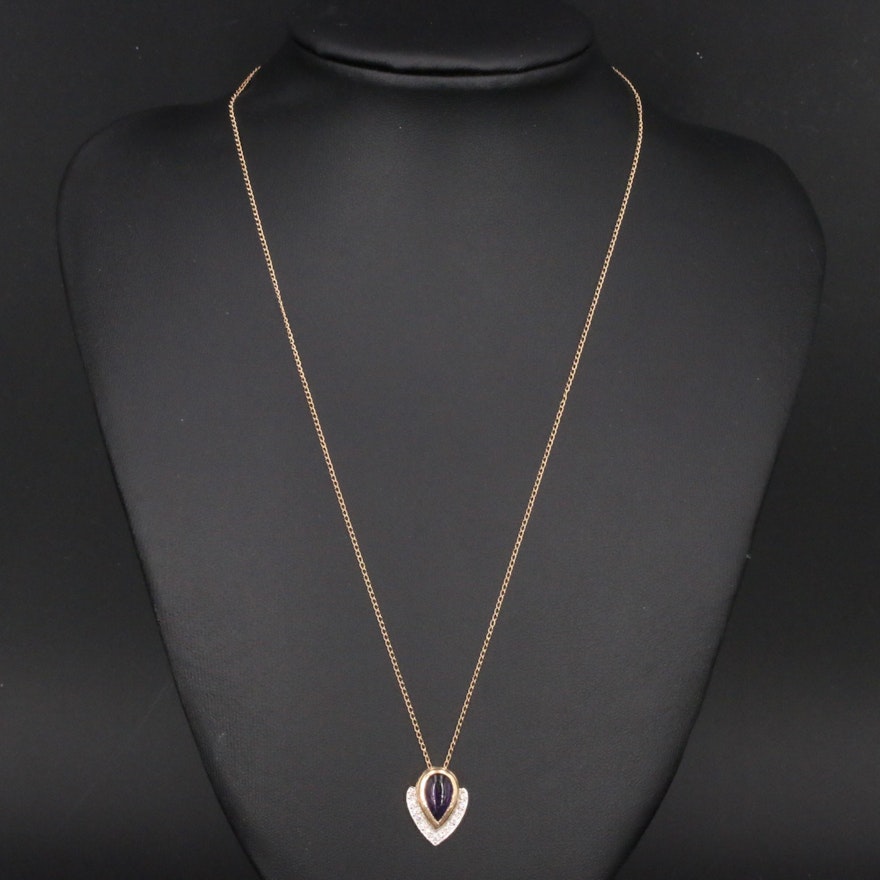 14K Amethyst and Diamond Necklace