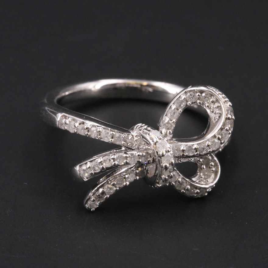 Sterling Silver Diamond Bow Ring