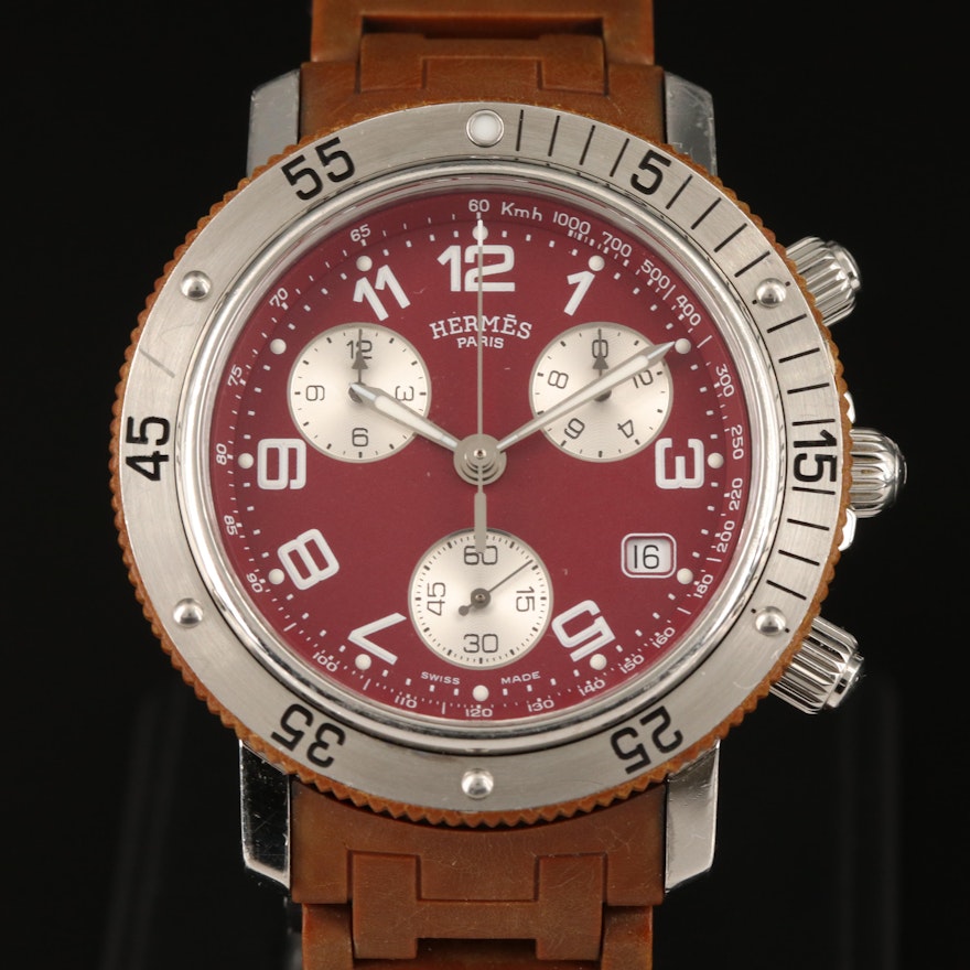 Hermès Clipper Diver Chronograph Stainless Steel Quartz Wristwatch