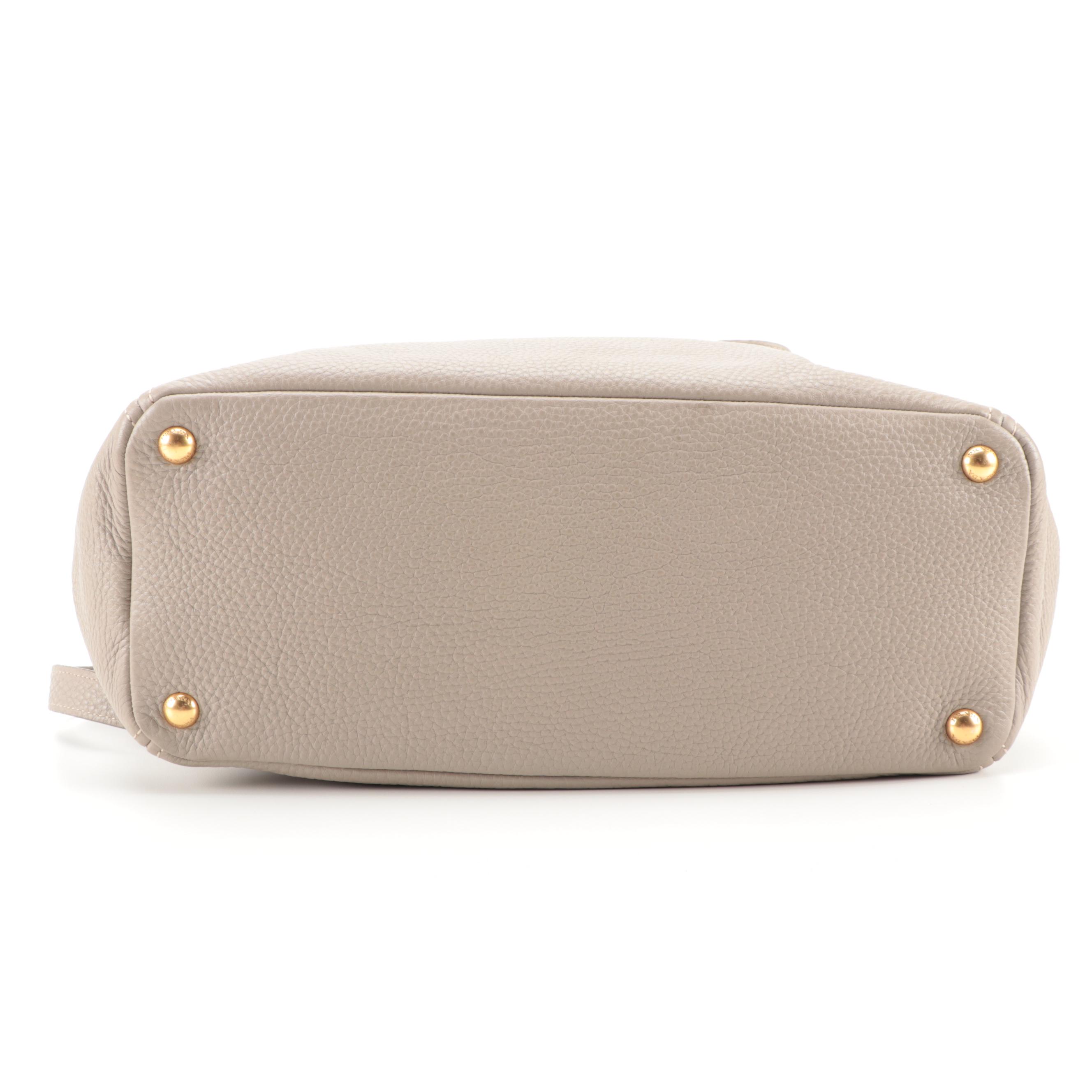 Prada Gray Vitello Daino Leather Shoulder Tote