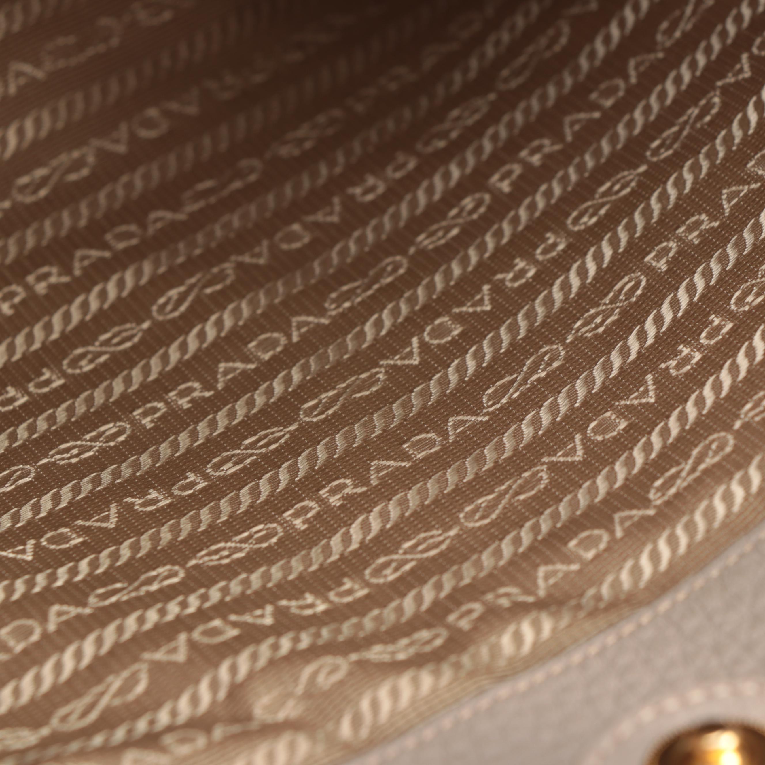 Prada Gray Vitello Daino Leather Shoulder Tote