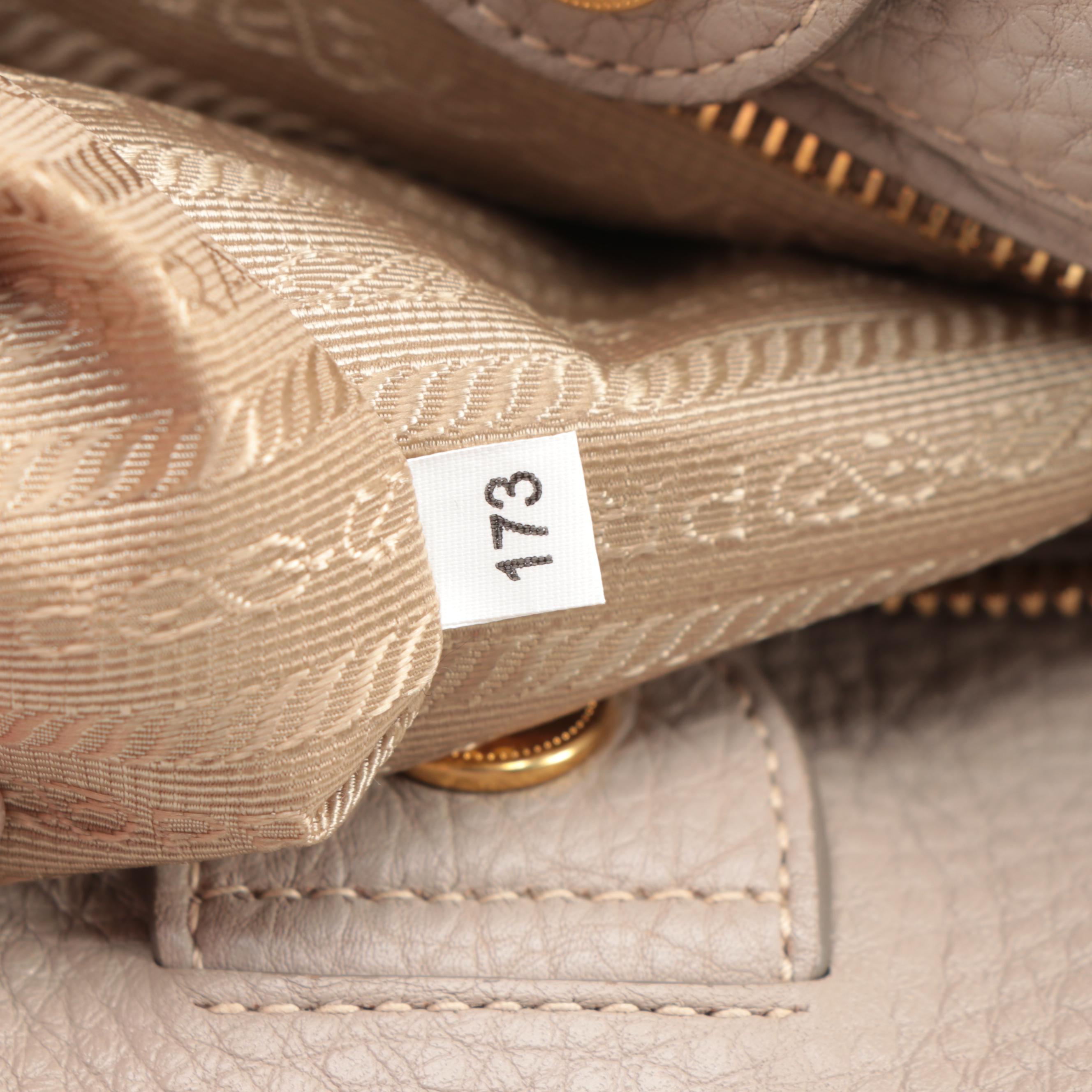 Prada Gray Vitello Daino Leather Shoulder Tote