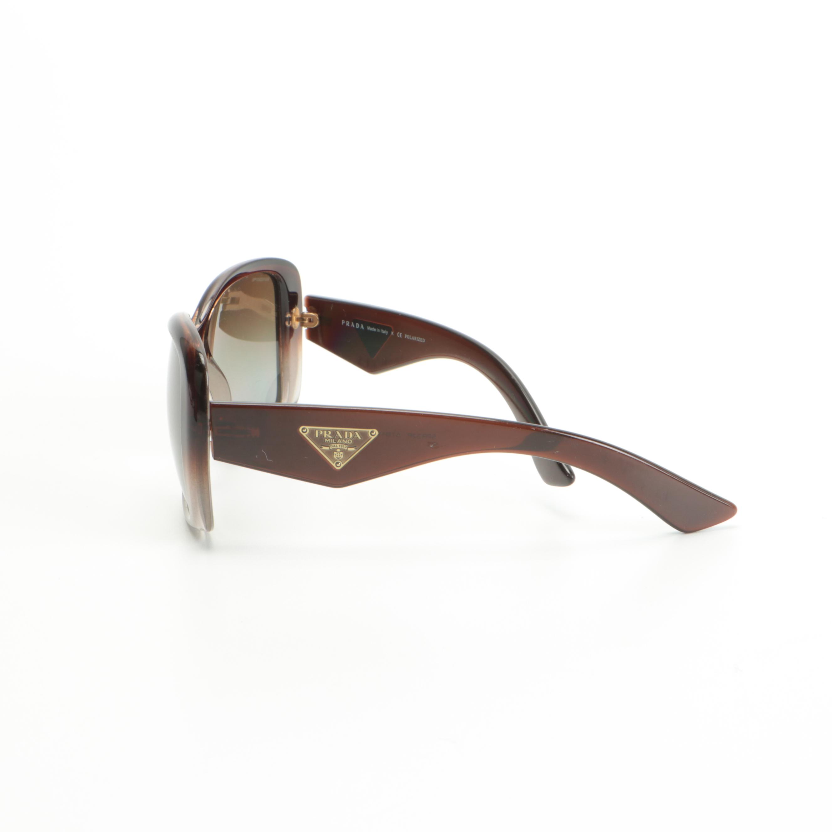 Prada SPR 32P Polarized Ombré Sunglasses with Gradient Lenses