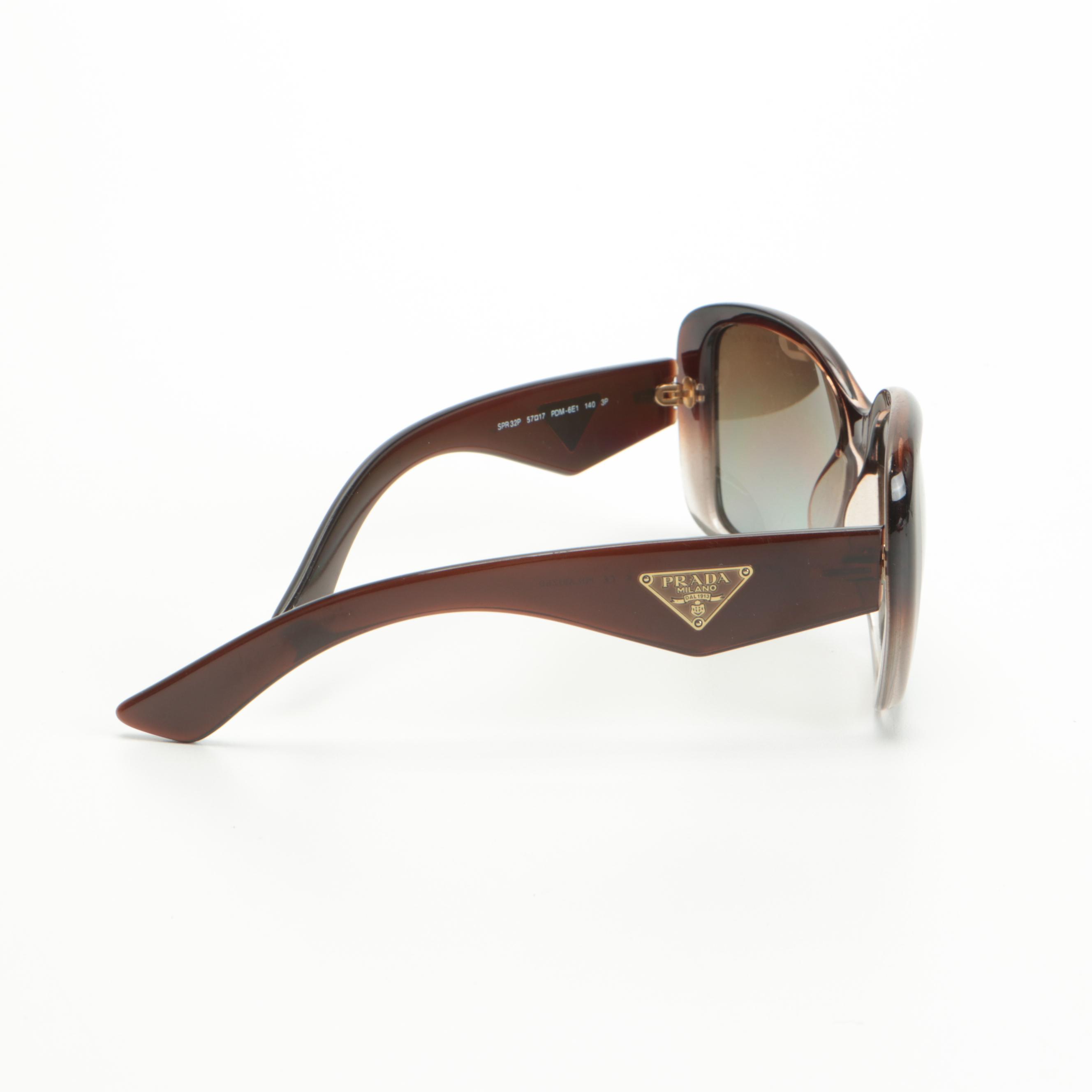 Prada SPR 32P Polarized Ombré Sunglasses with Gradient Lenses