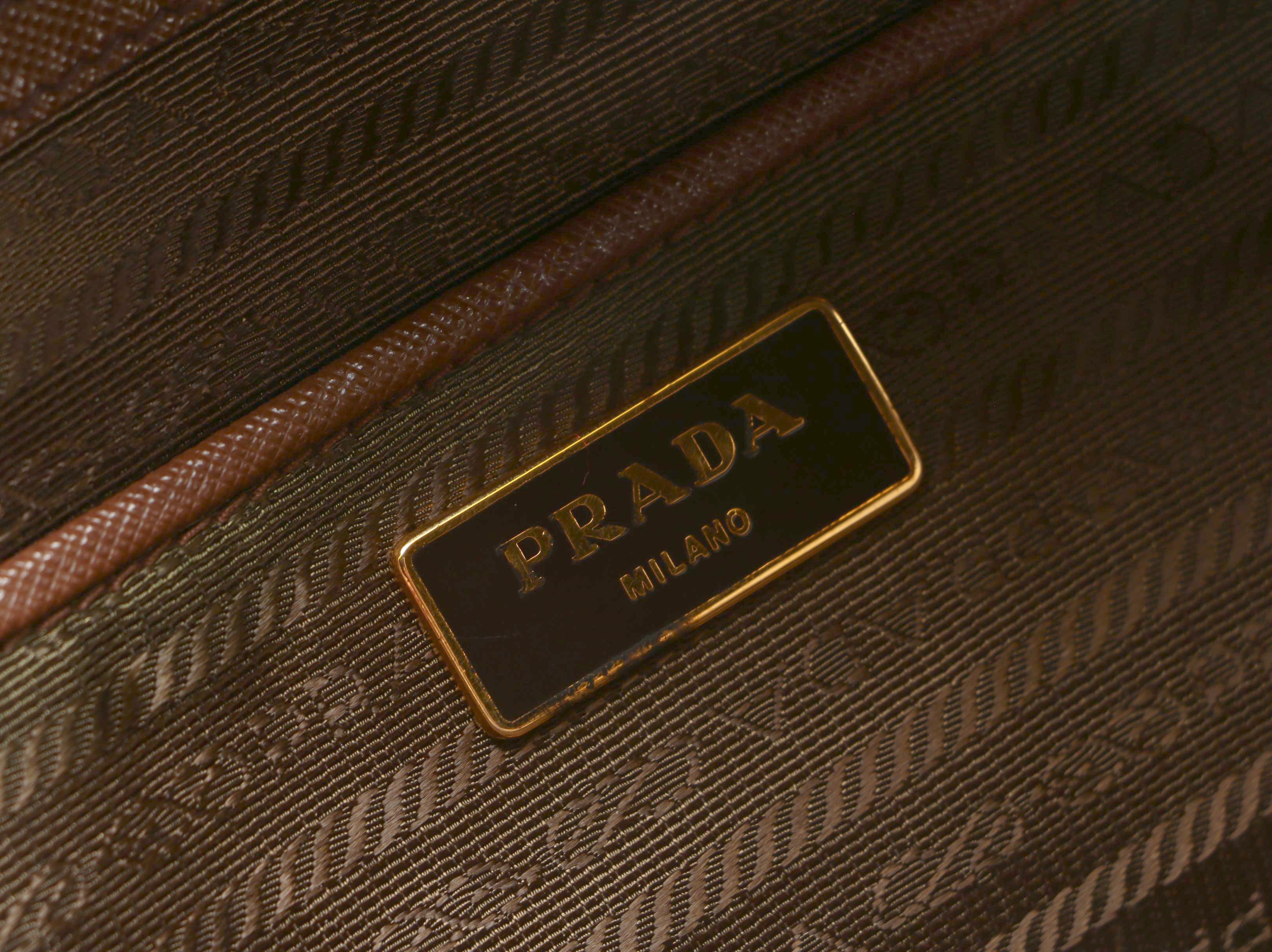 Prada Saffiano Vernice Leather TV Bag in Brown