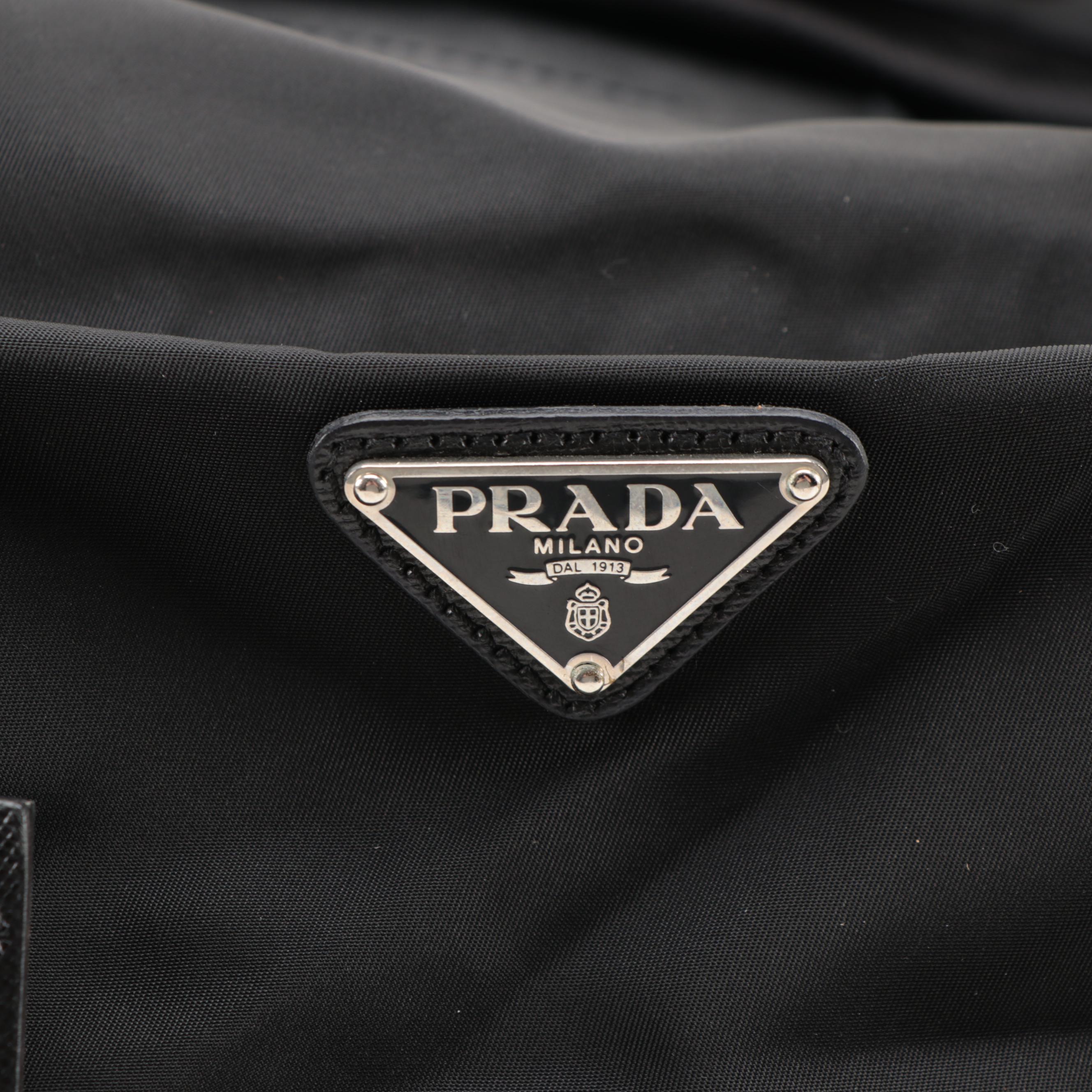 Prada Duffle Bag in Black Tessuto Nylon and Saffiano Leather