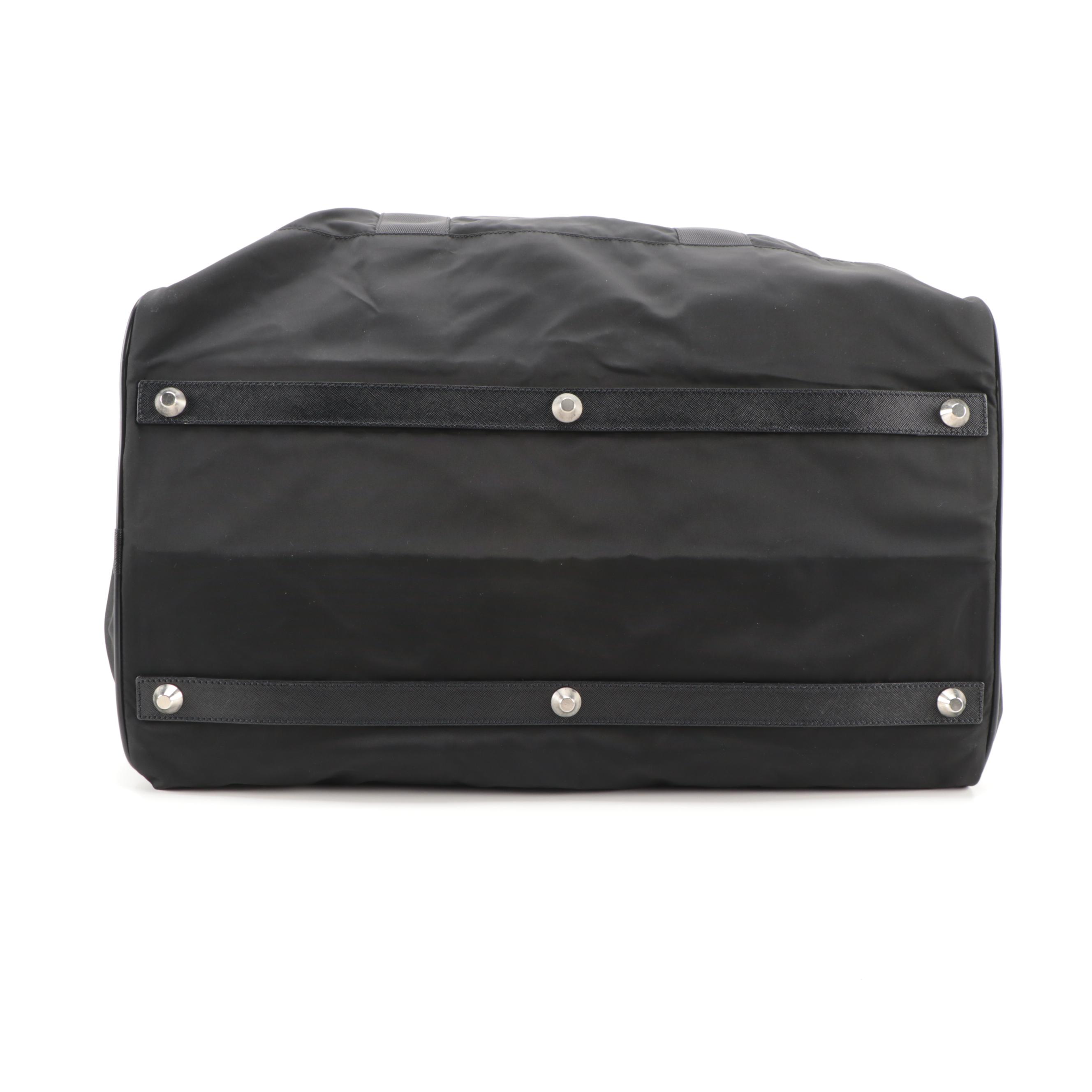 Prada Duffle Bag in Black Tessuto Nylon and Saffiano Leather