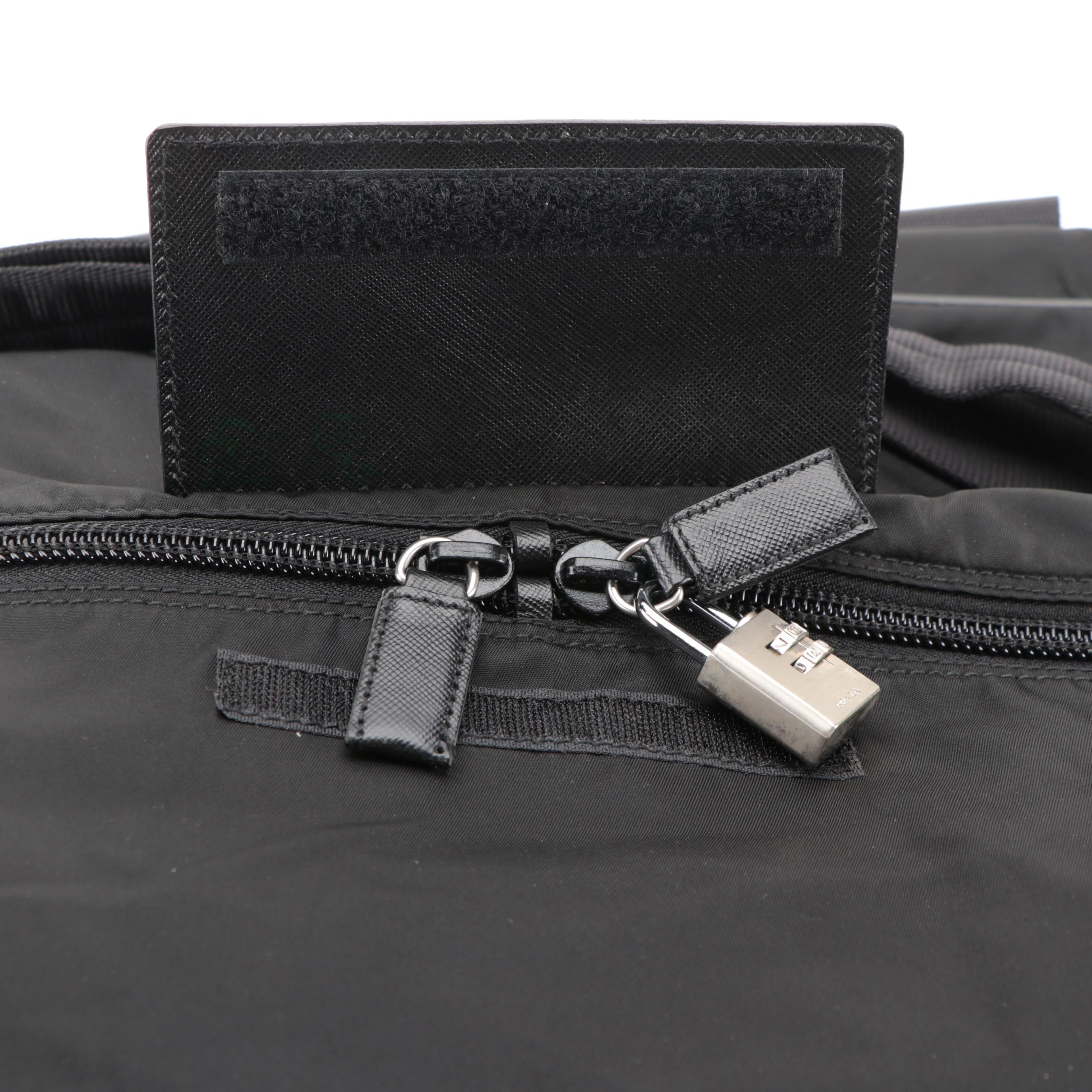 Prada Duffle Bag in Black Tessuto Nylon and Saffiano Leather