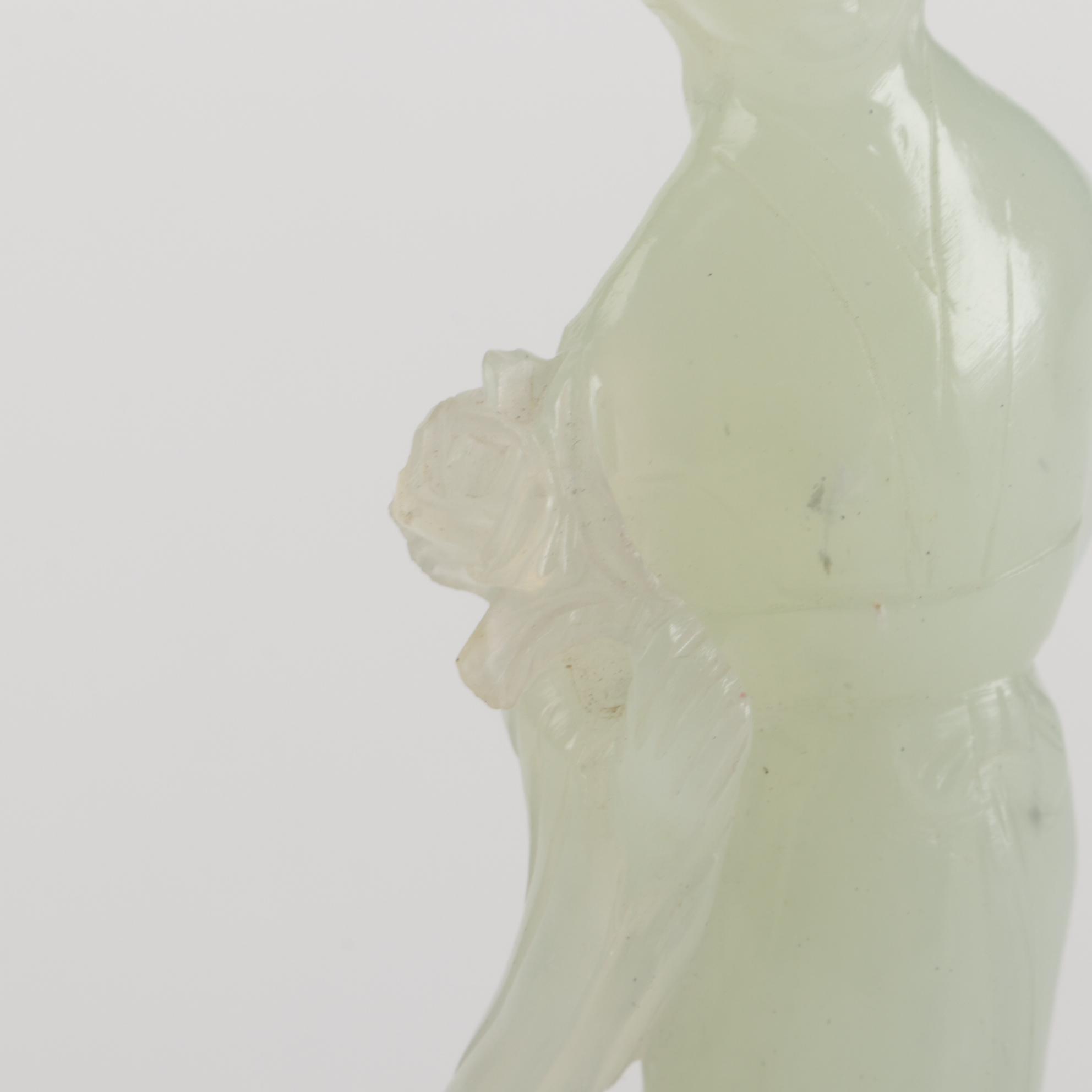 Chinese Carved Bowenite Guan Yin and Nephrite Fisherman Figurine