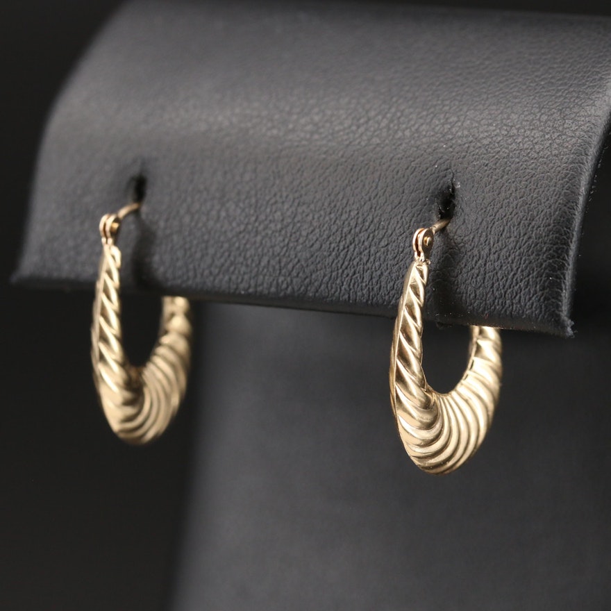 10K Fluted Hoop Earrings