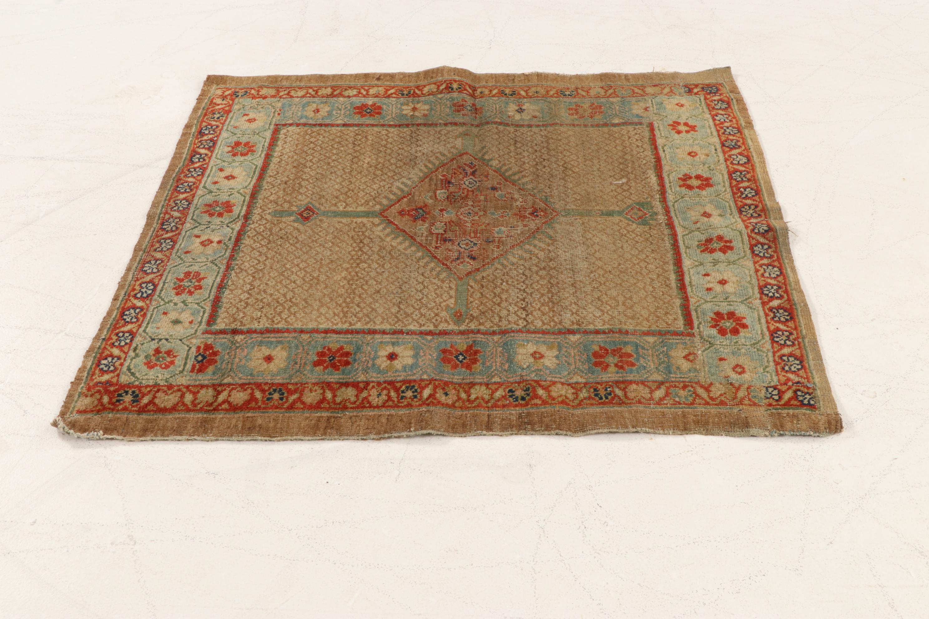 3'7 x 3'8 Hand-Knotted Northwest Persian Bakhshayesh Rug, 1910s