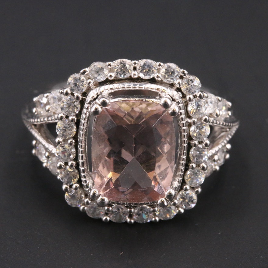 Sterling Morganite and Zircon Ring