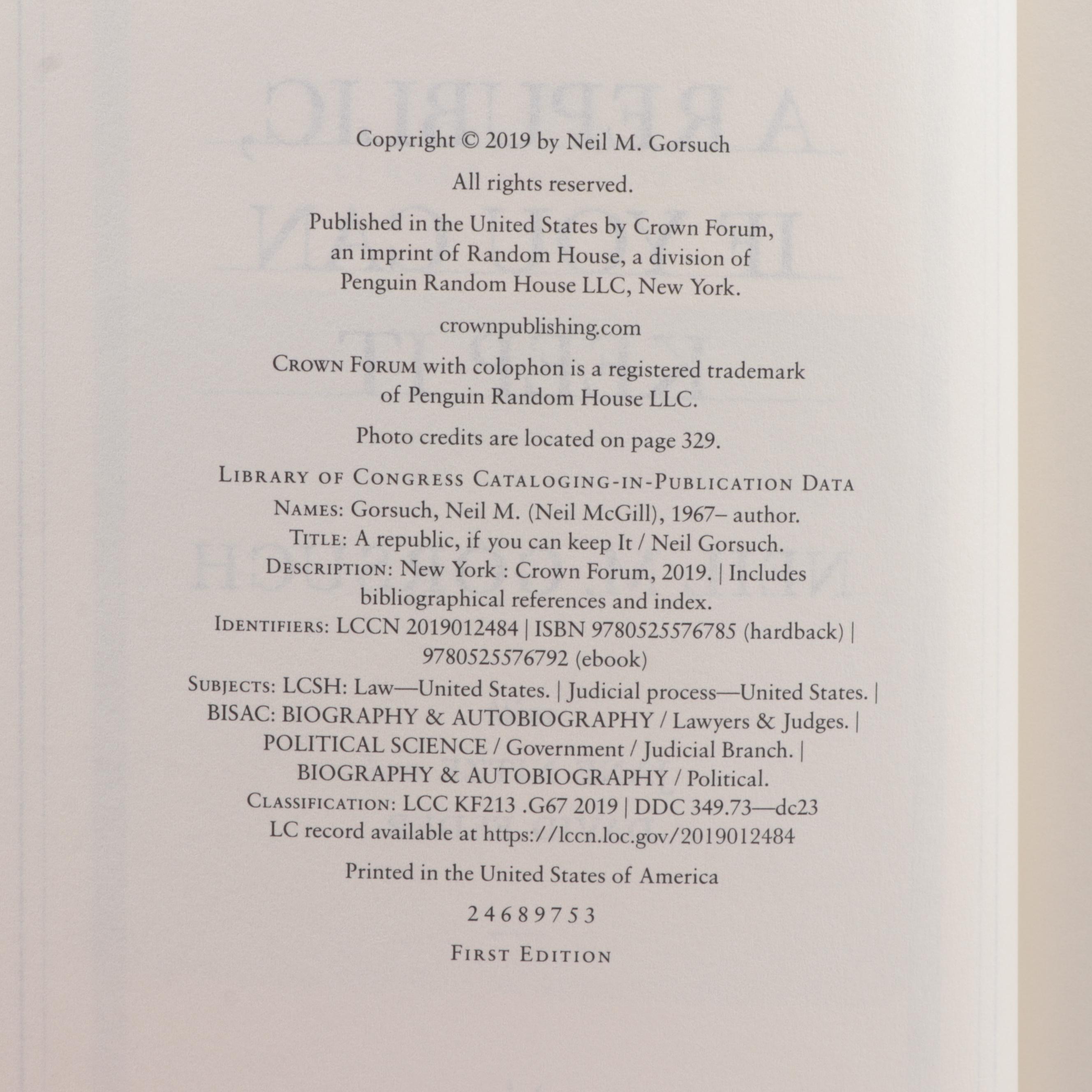 Signed First Editions "A Republic" and "What Color is a Conservative?"