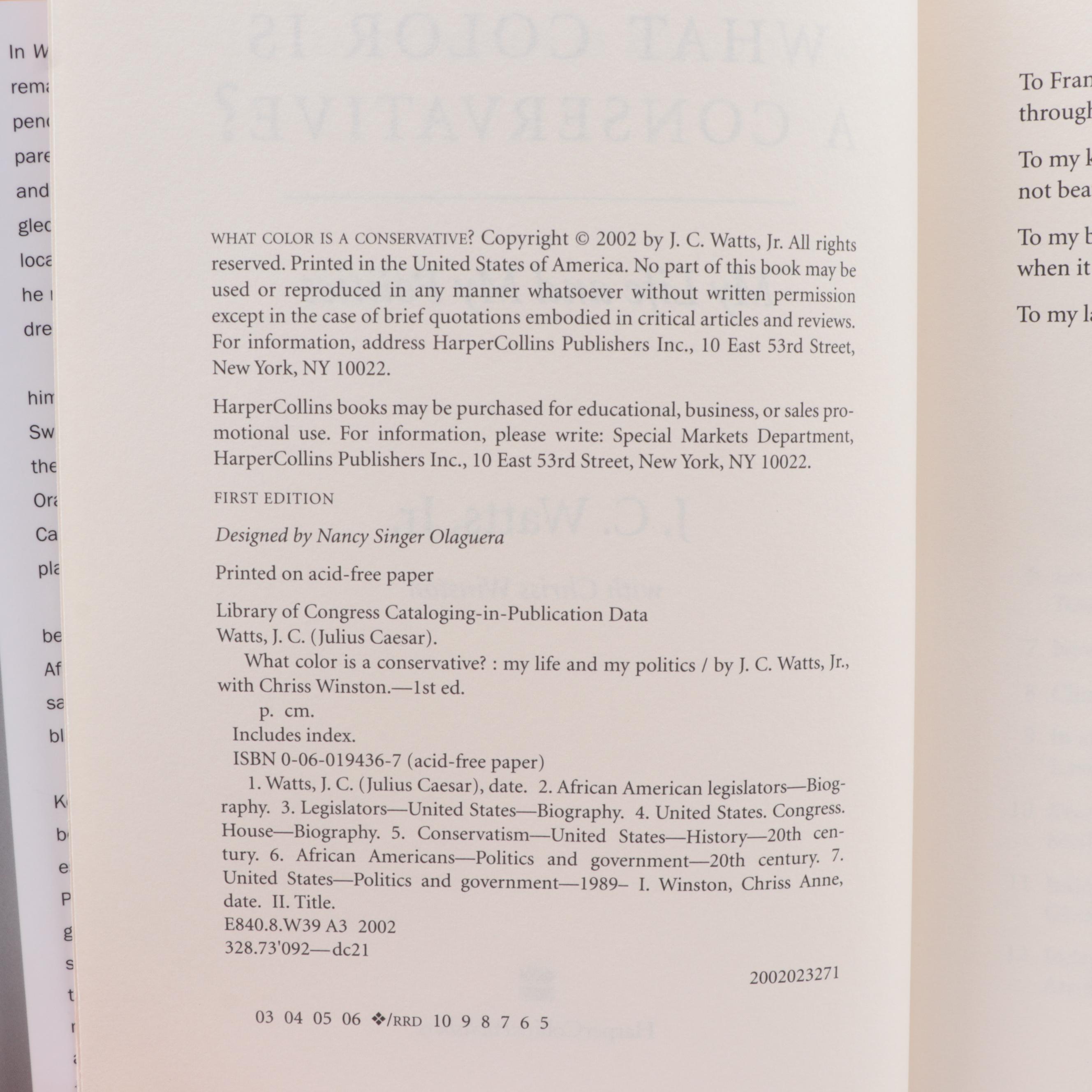 Signed First Editions "A Republic" and "What Color is a Conservative?"