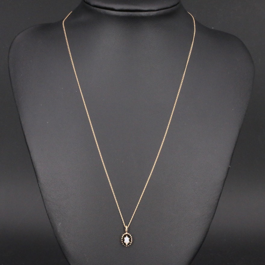 14K Opal Pendant on 10K Chain Necklace