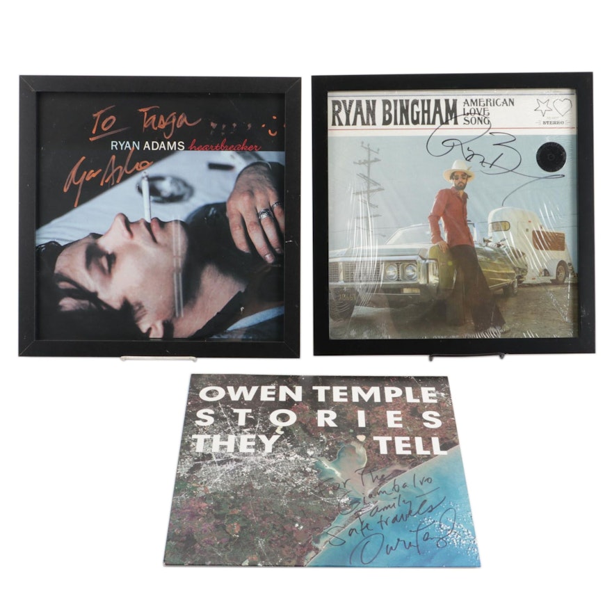 Signed and Framed Records by Ryan Adams, Ryan Bingham, and Owen Temple