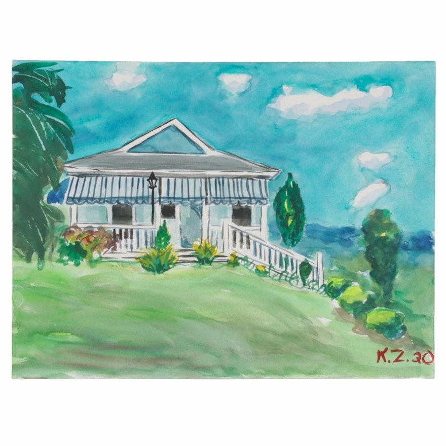 Kathleen Zimbicki "Rennerdale House" Series Watercolor Painting, 2020