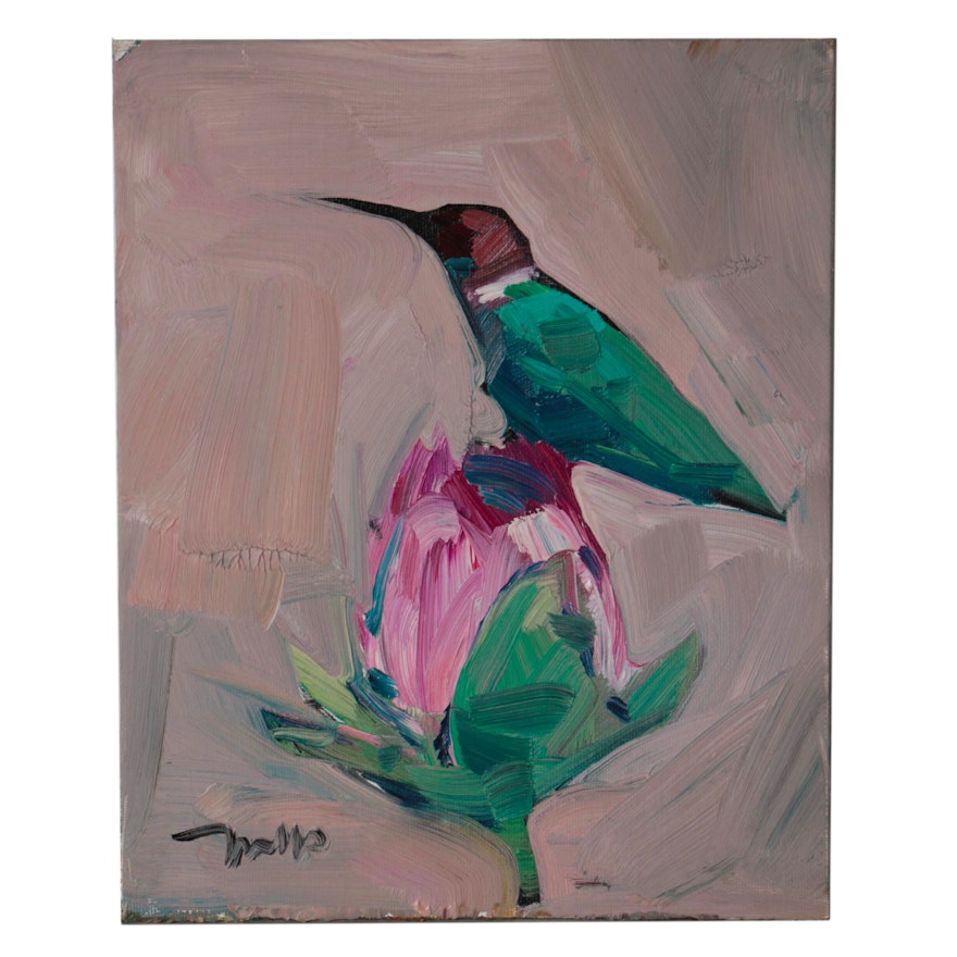 Jose Trujillo Oil Painting "Humming Bird"