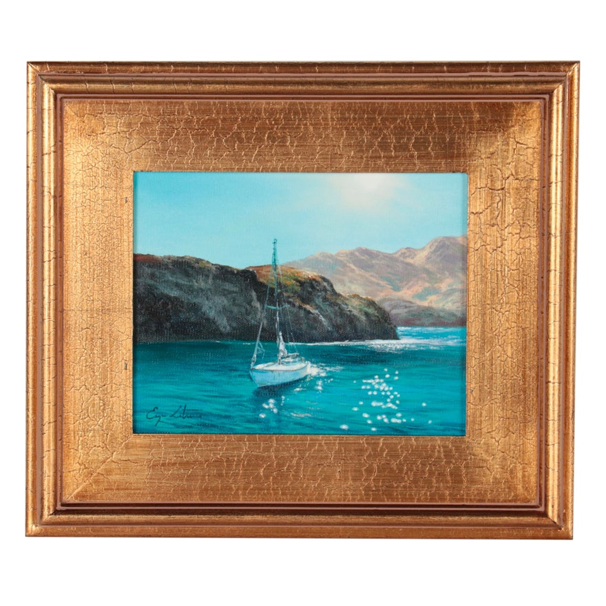 Jevgenijus Litvinas Nautical Oil Painting "Sailing," 2021