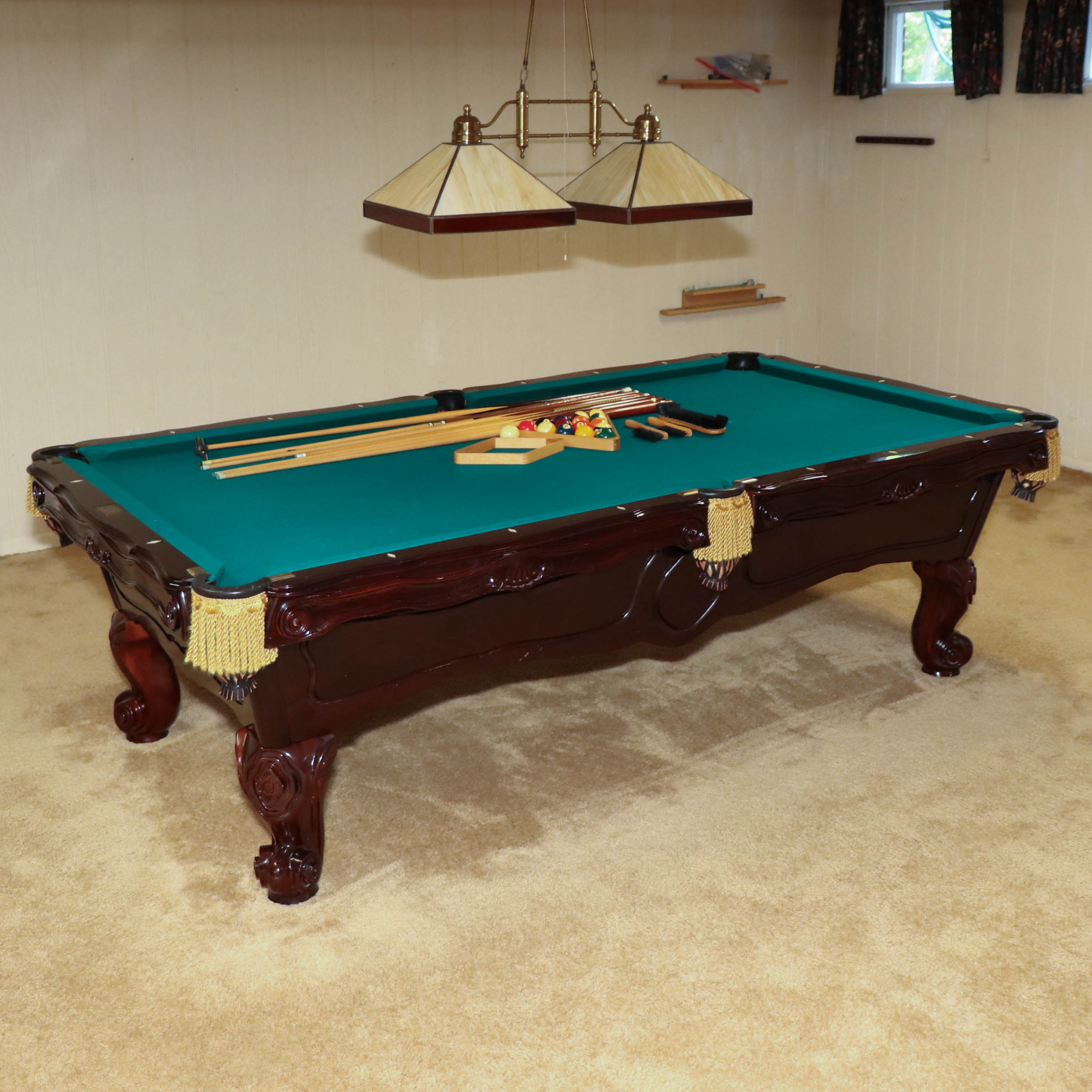 Brunswick "Orleans" Eight Foot Mahogany Billiard Table with Accessories