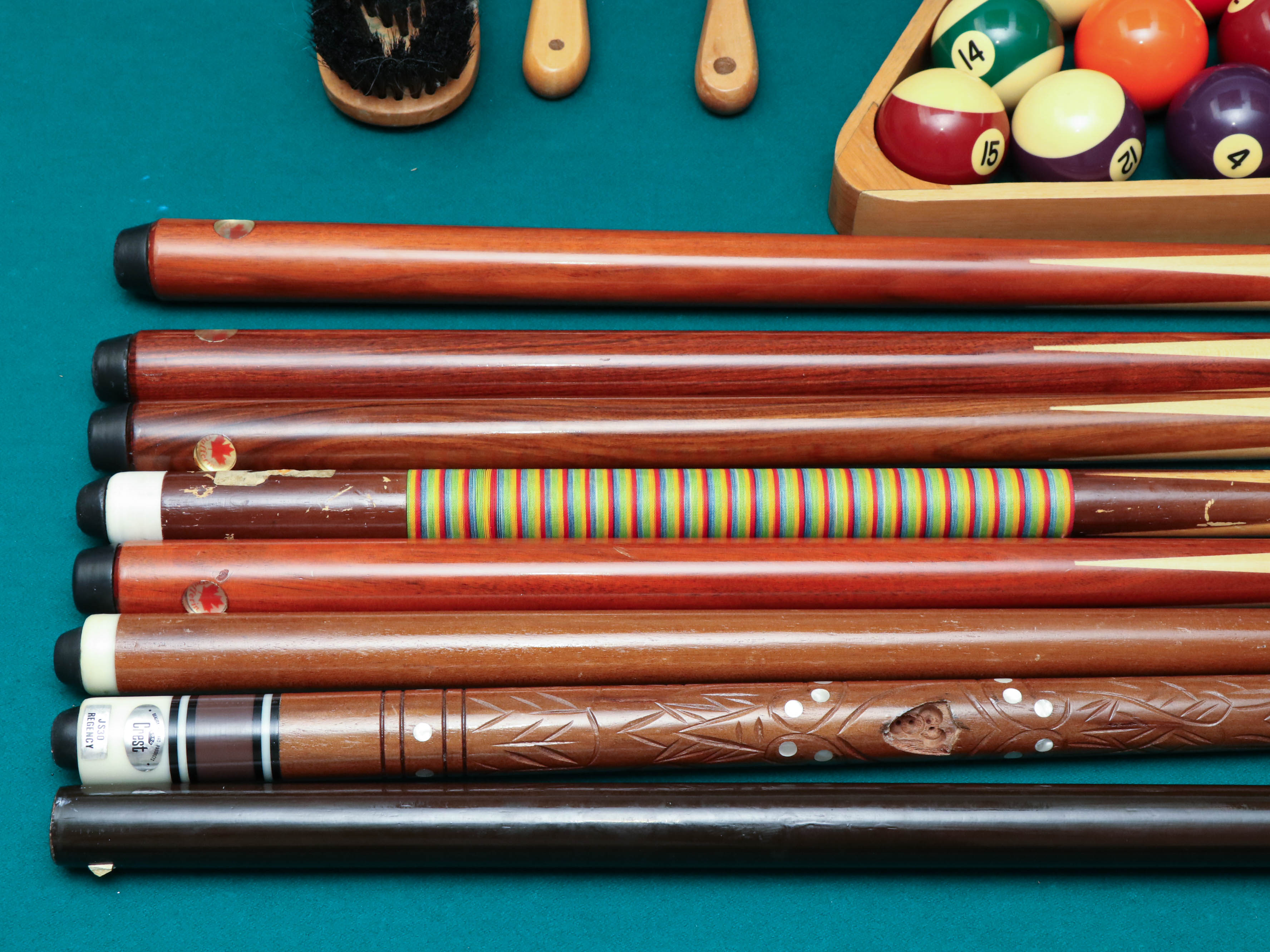 Brunswick "Orleans" Eight Foot Mahogany Billiard Table with Accessories