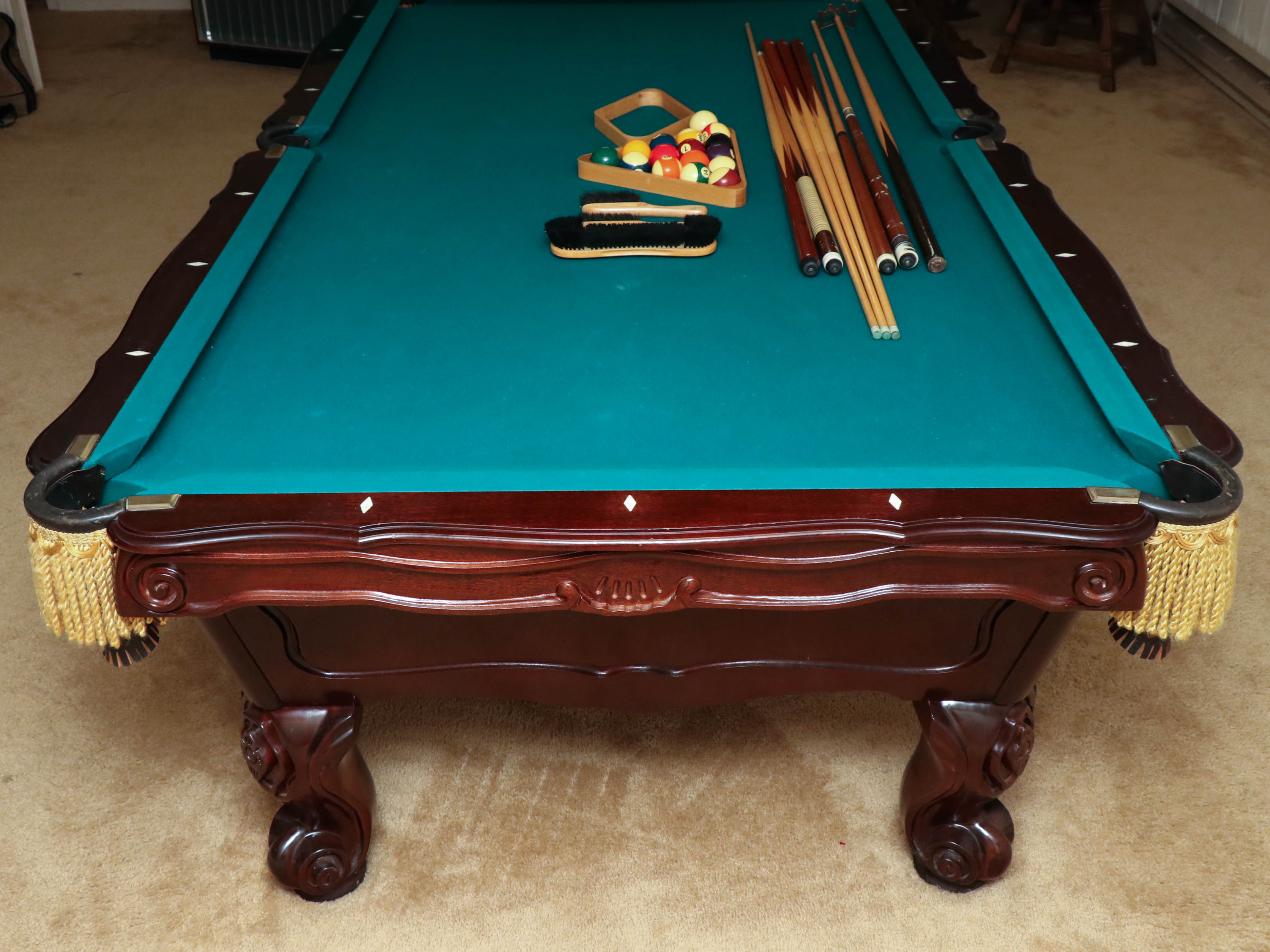Brunswick "Orleans" Eight Foot Mahogany Billiard Table with Accessories